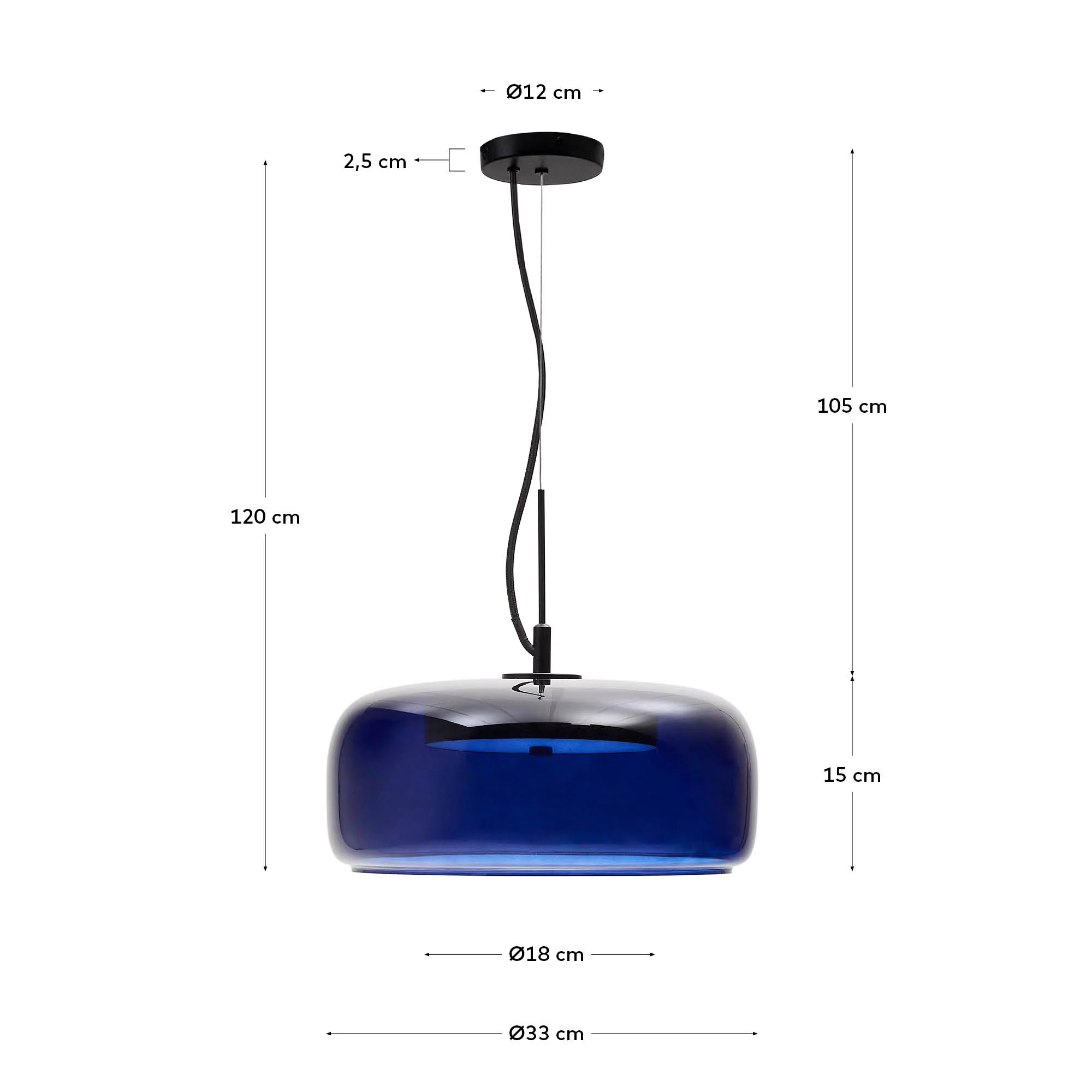 Deckenleuchte Reig aus blauem Glas Ø 38 cm - Image 6