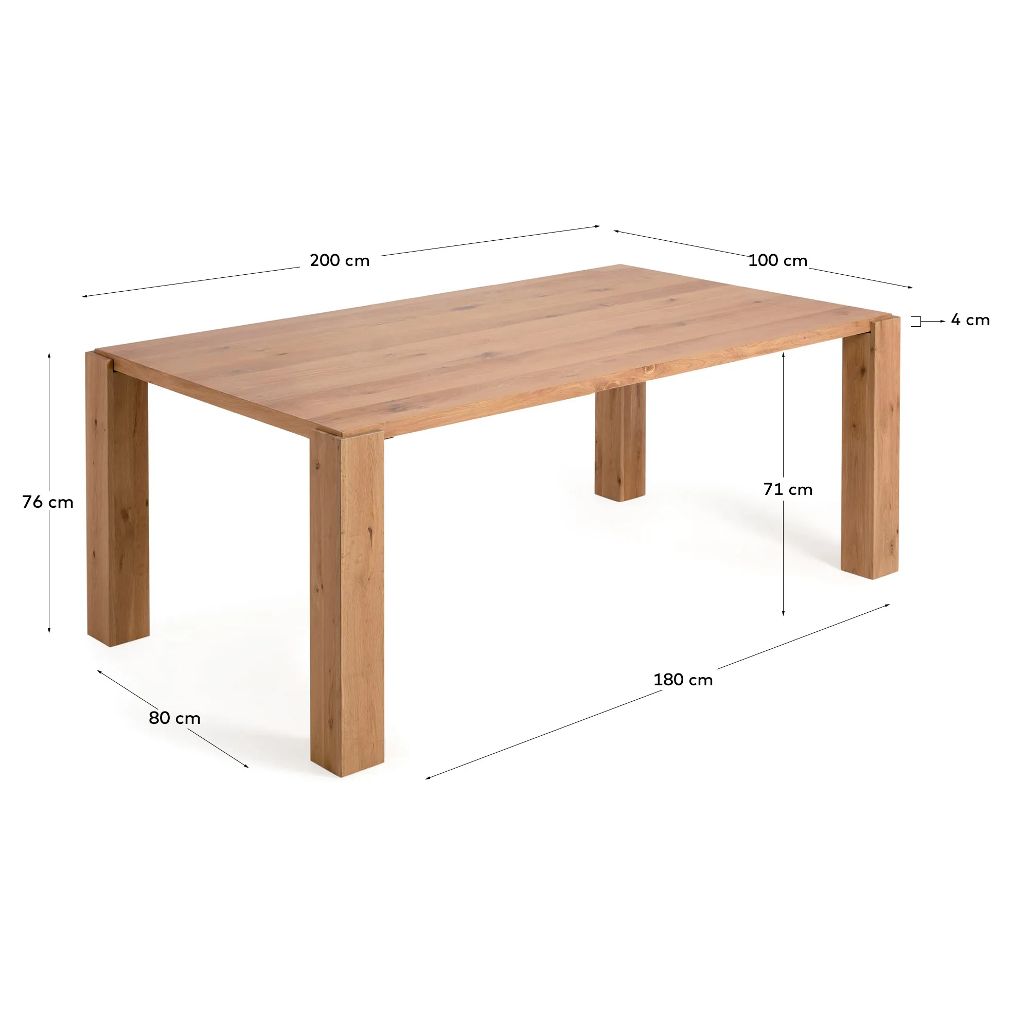 Deyanira Tisch mit Eichenfurnier und massiven Eichenbeinen 200 x 100 cm - Image 5