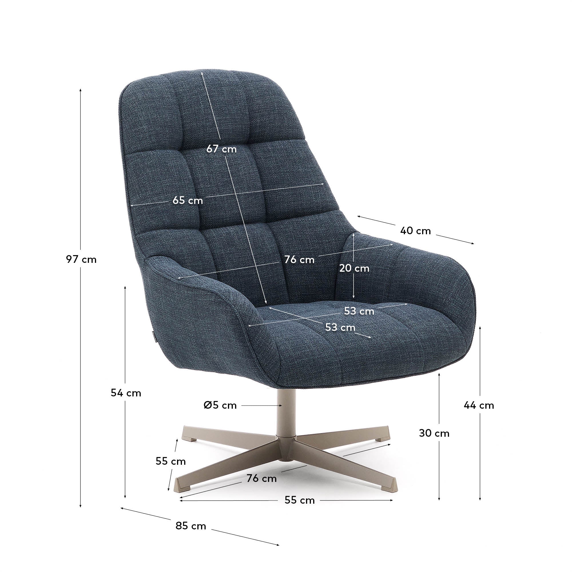 Drehsessel Jaspe blau und Metall mit grauer Oberfläche FSC 100% - Image 13