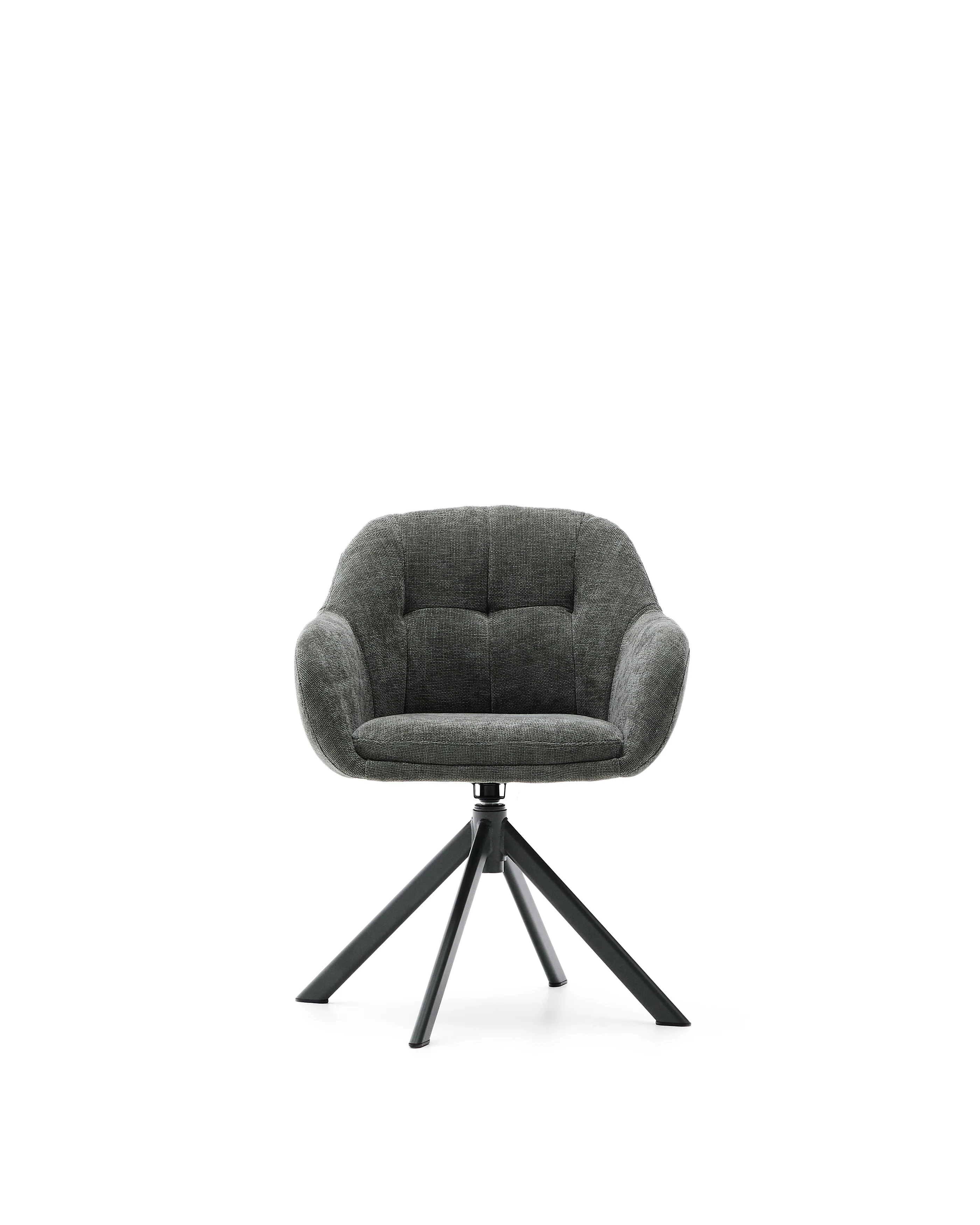 Drehstuhl Dorina aus grüner Chenille und Stahlbeinen mit grünem Finish - Image 3