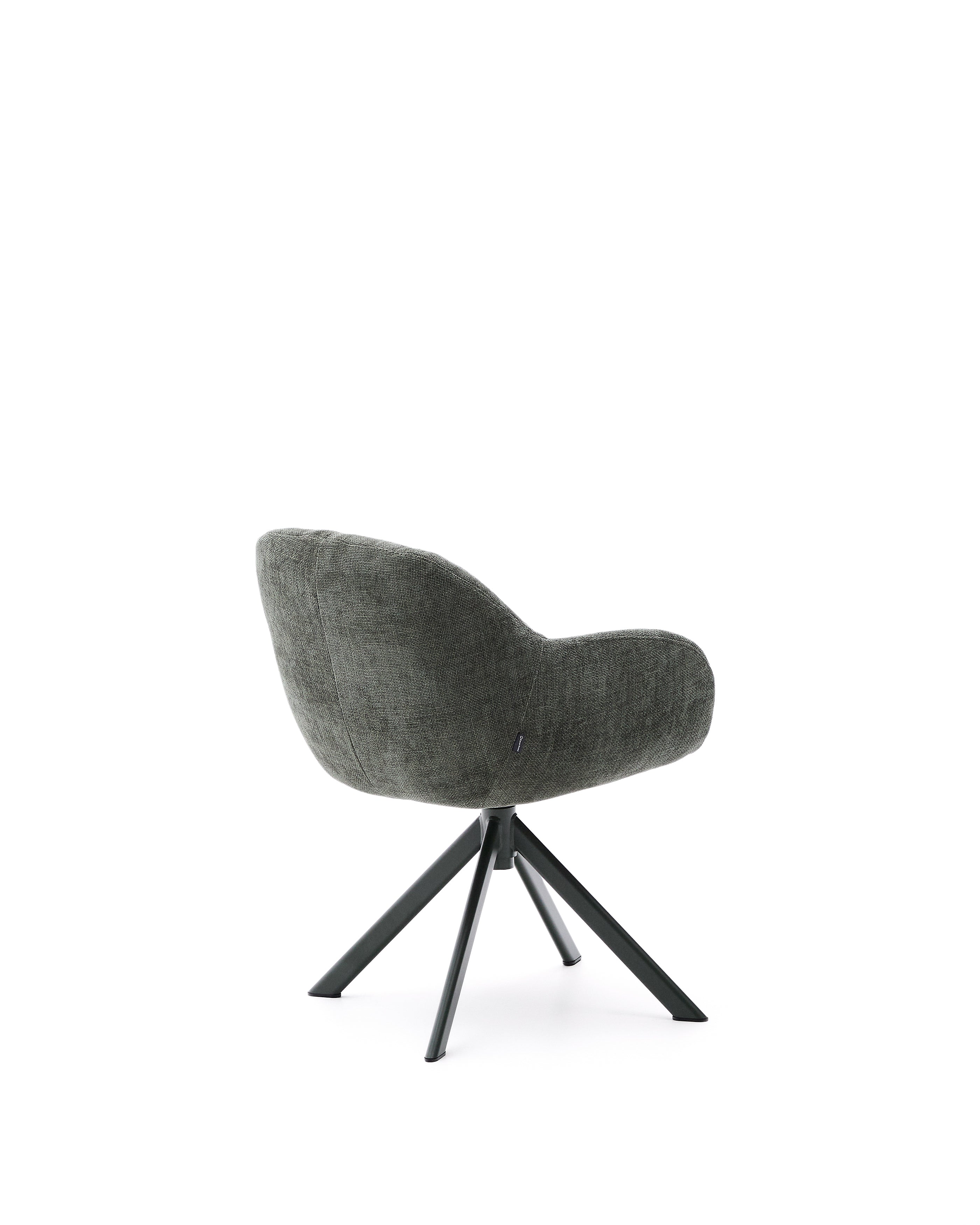 Drehstuhl Dorina aus grüner Chenille und Stahlbeinen mit grünem Finish - Image 4