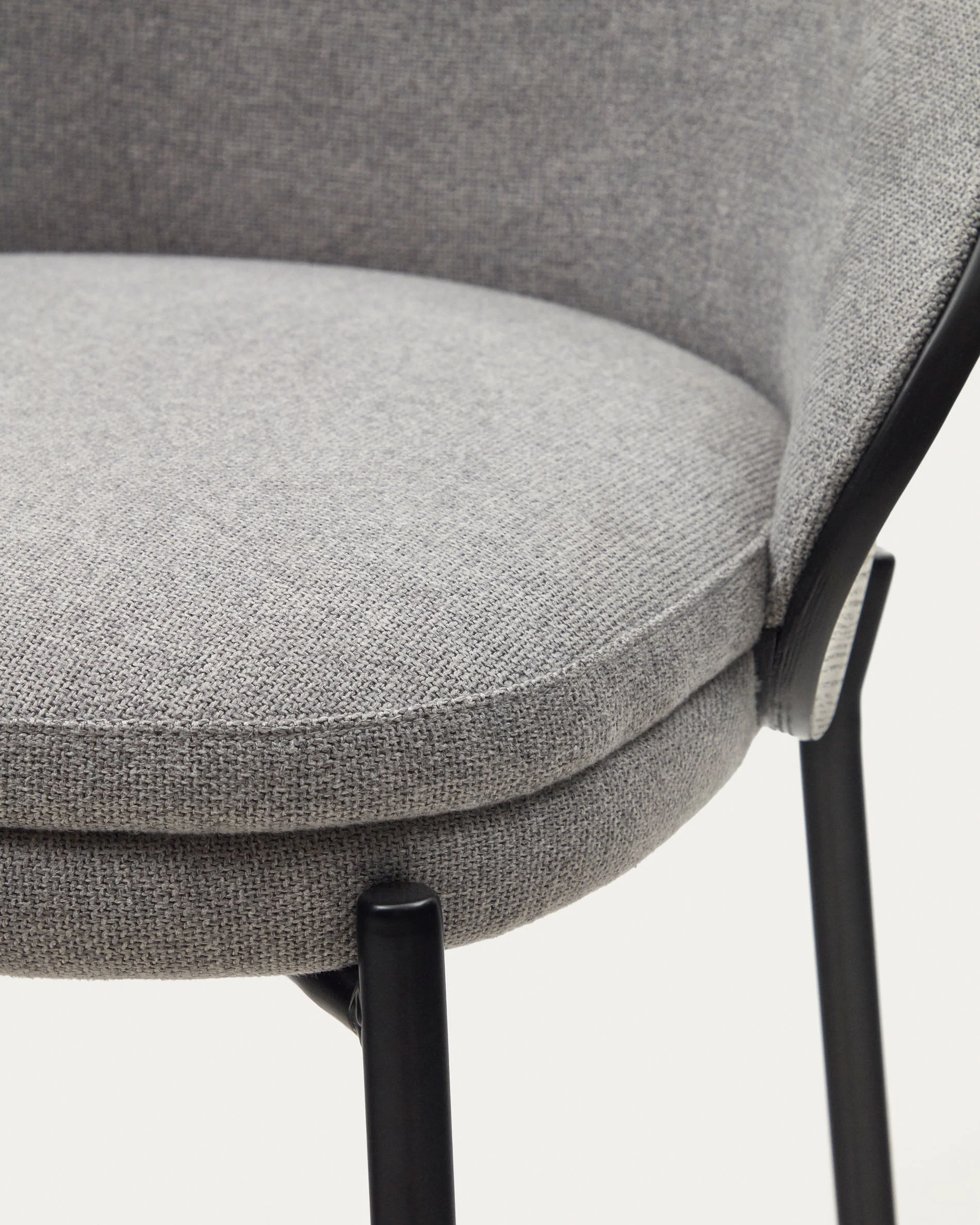 Eamy Hocker hellgrau Eschenfurnier mit schwarzem Finish und Metall in Schwarz Höhe 77 cm - Image 10