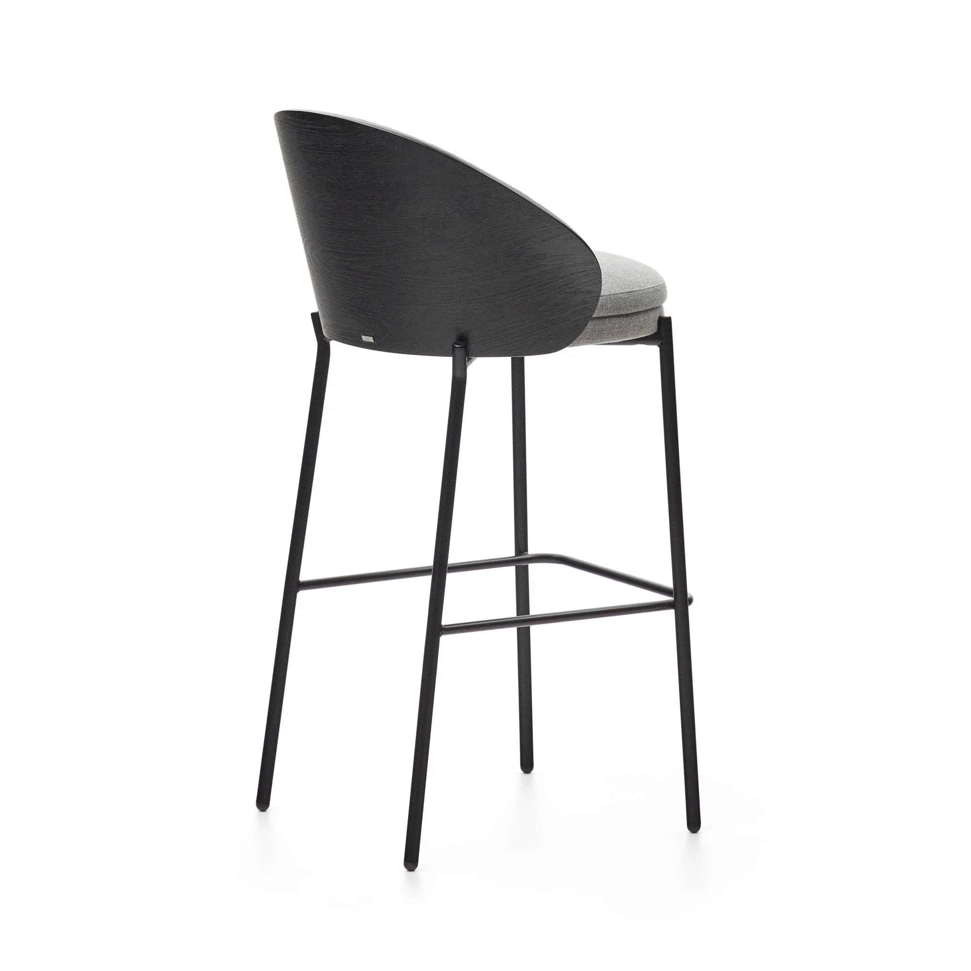 Eamy Hocker hellgrau Eschenfurnier mit schwarzem Finish und Metall in Schwarz Höhe 77 cm - Image 5