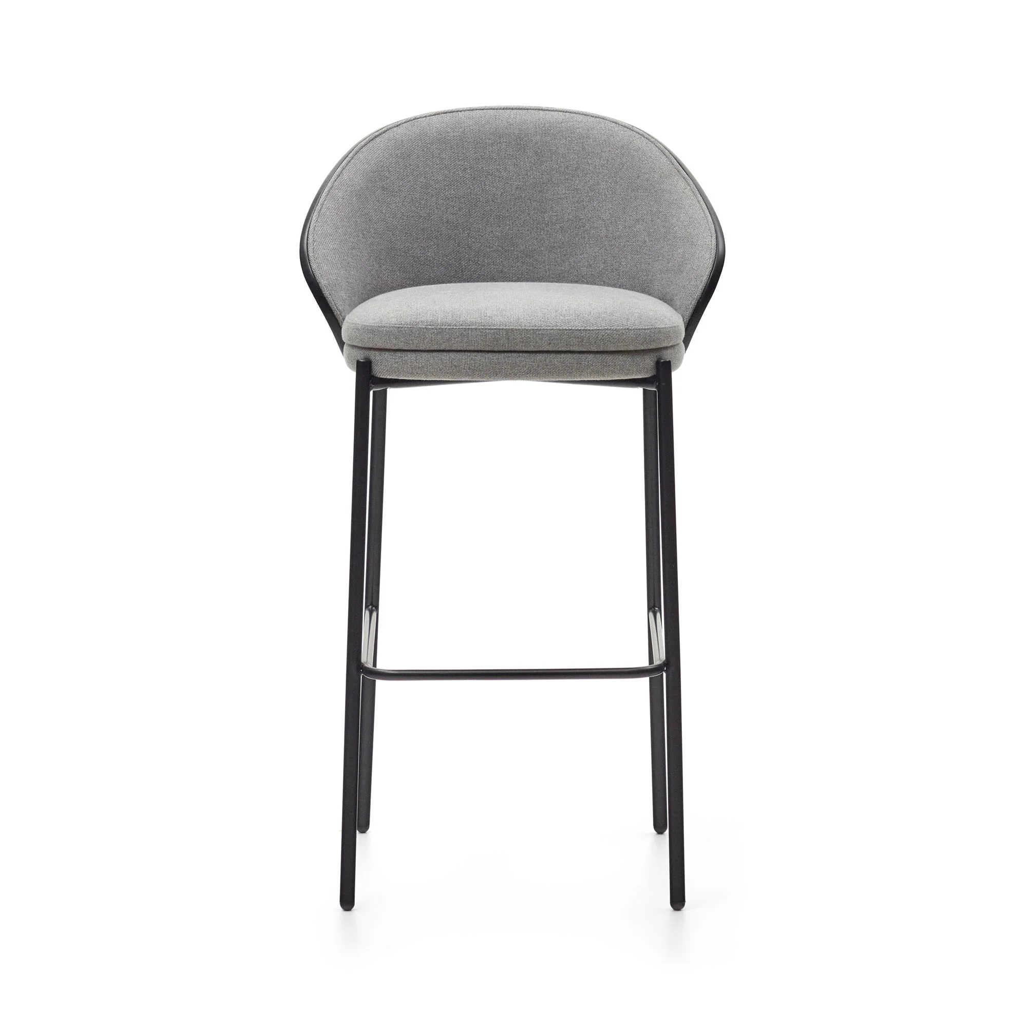 Eamy Hocker hellgrau Eschenfurnier mit schwarzem Finish und Metall in Schwarz Höhe 77 cm - Image 6