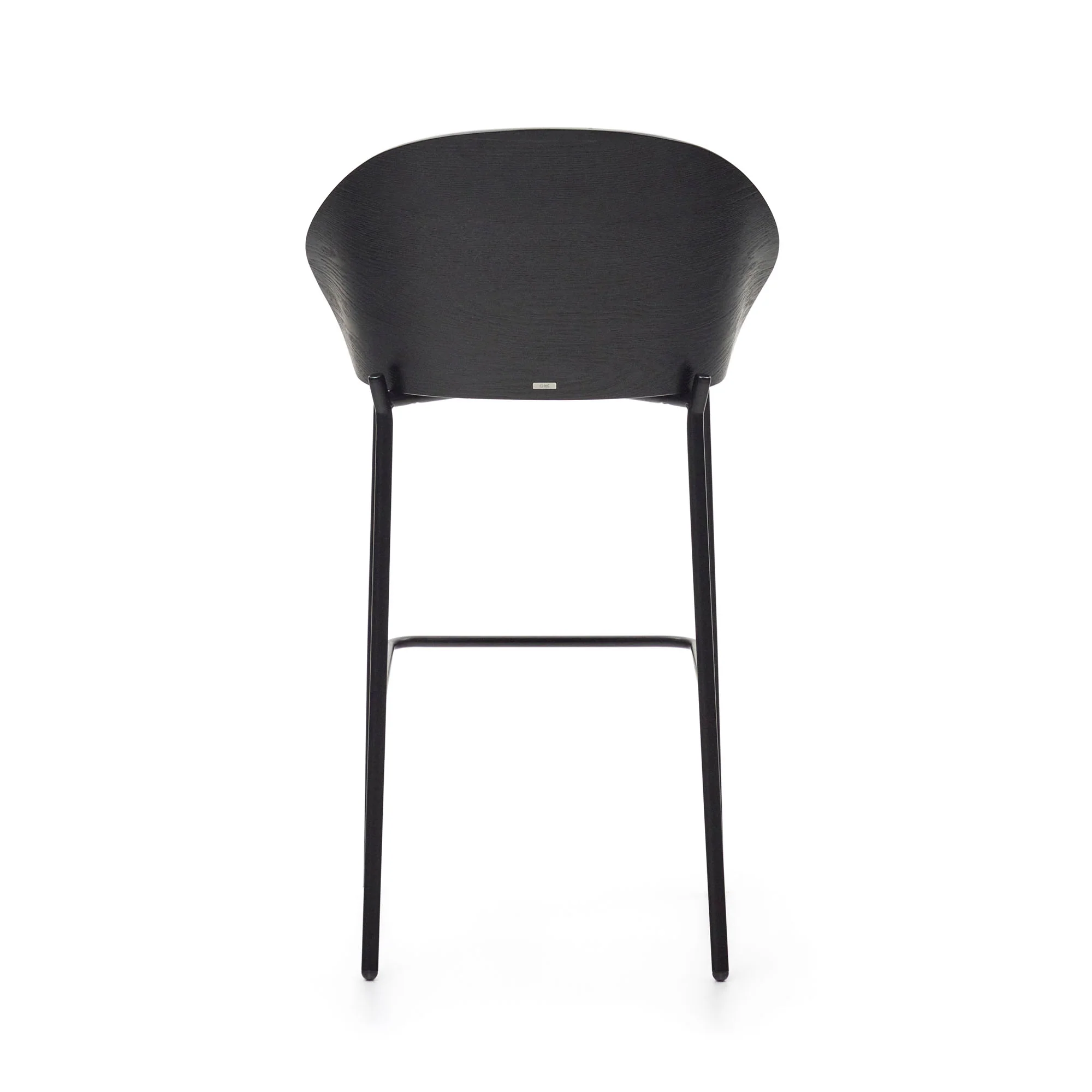 Eamy Hocker hellgrau Eschenfurnier mit schwarzem Finish und Metall in Schwarz Höhe 77 cm - Image 7