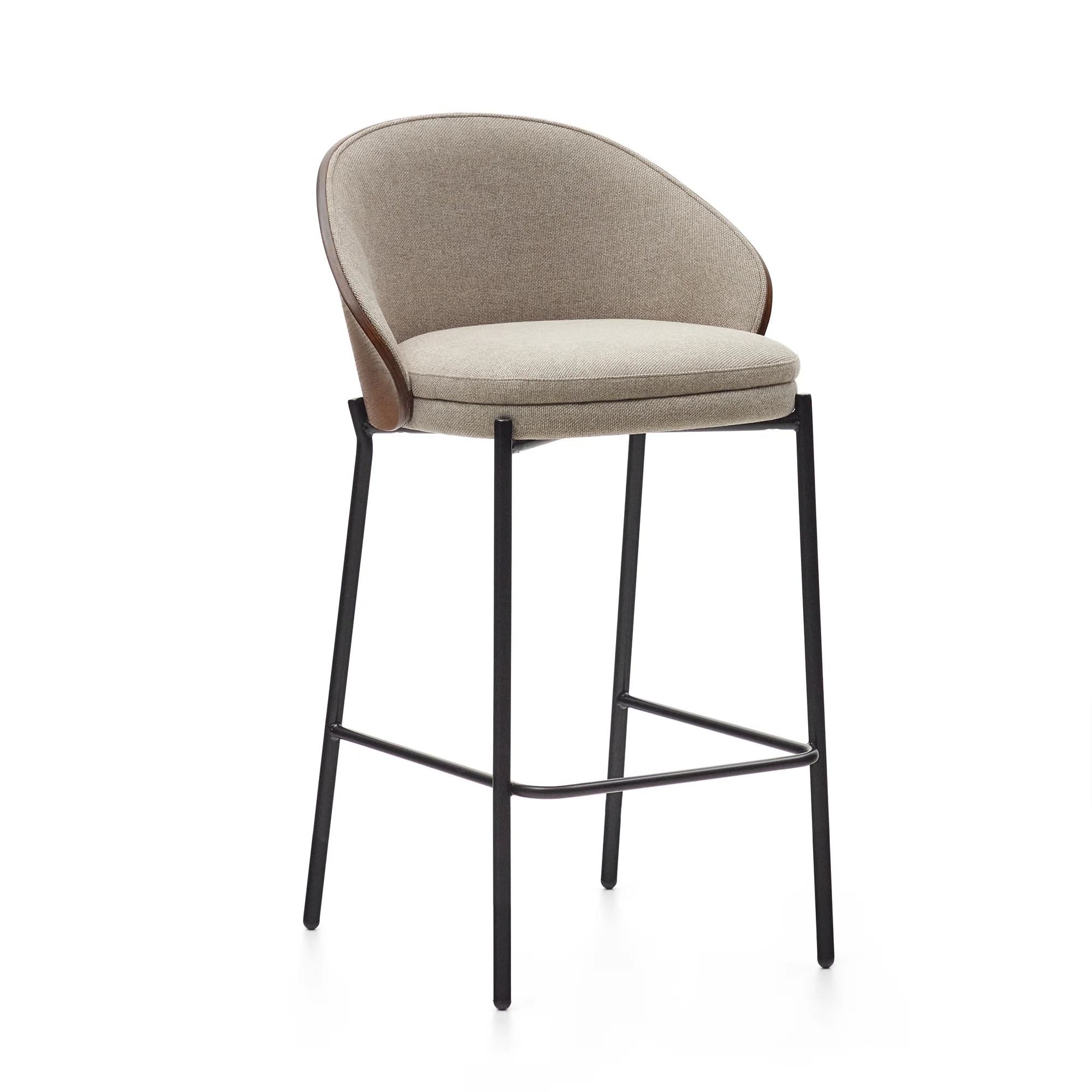 Eamy Hocker braun Eschenfurnier mit Wenge-Finish und Metall in Schwarz Höhe 65 cm