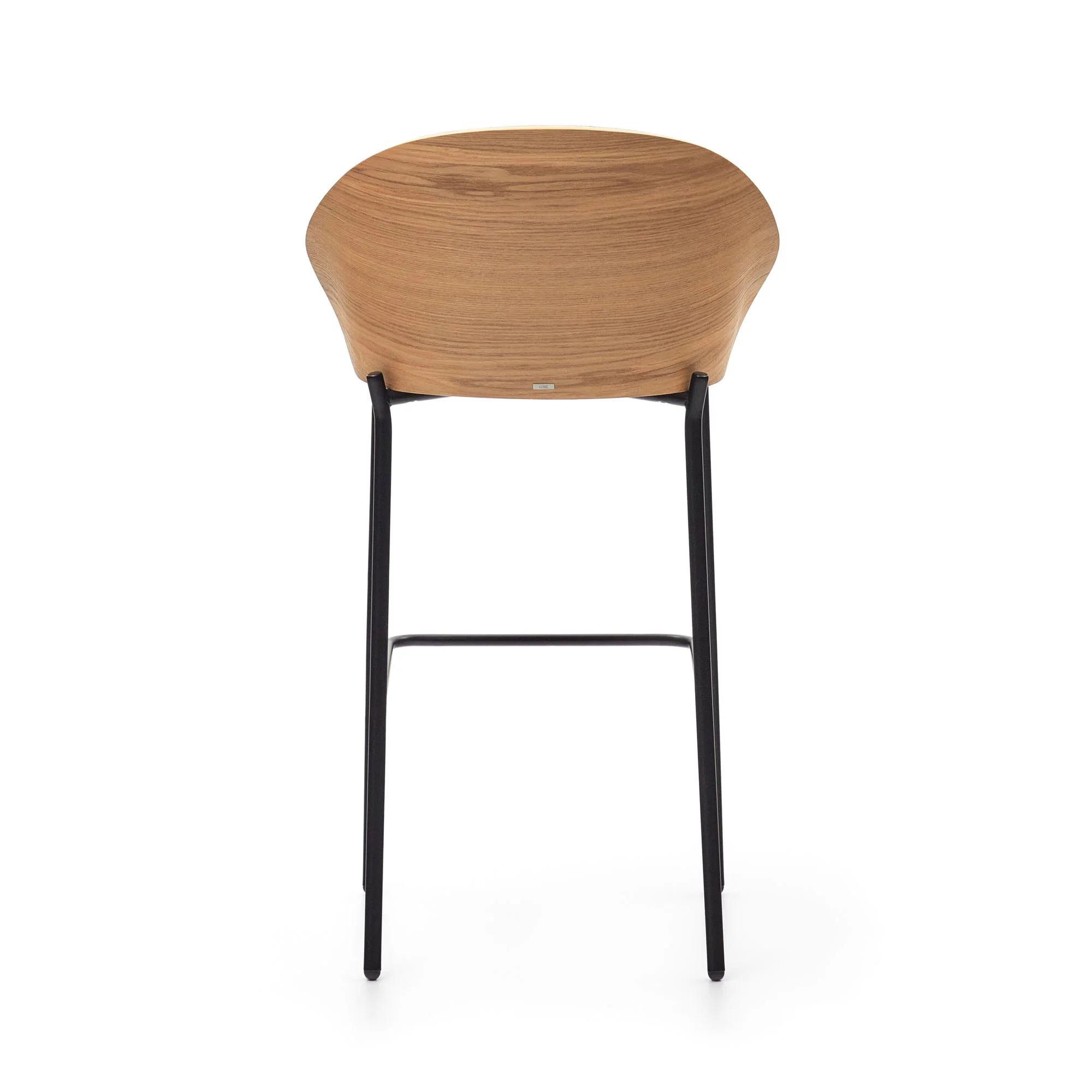 Eamy Hocker hellgrau Eschenfurnier mit natürlichem Finish und Metall in Schwarz Höhe 77 cm - Image 7