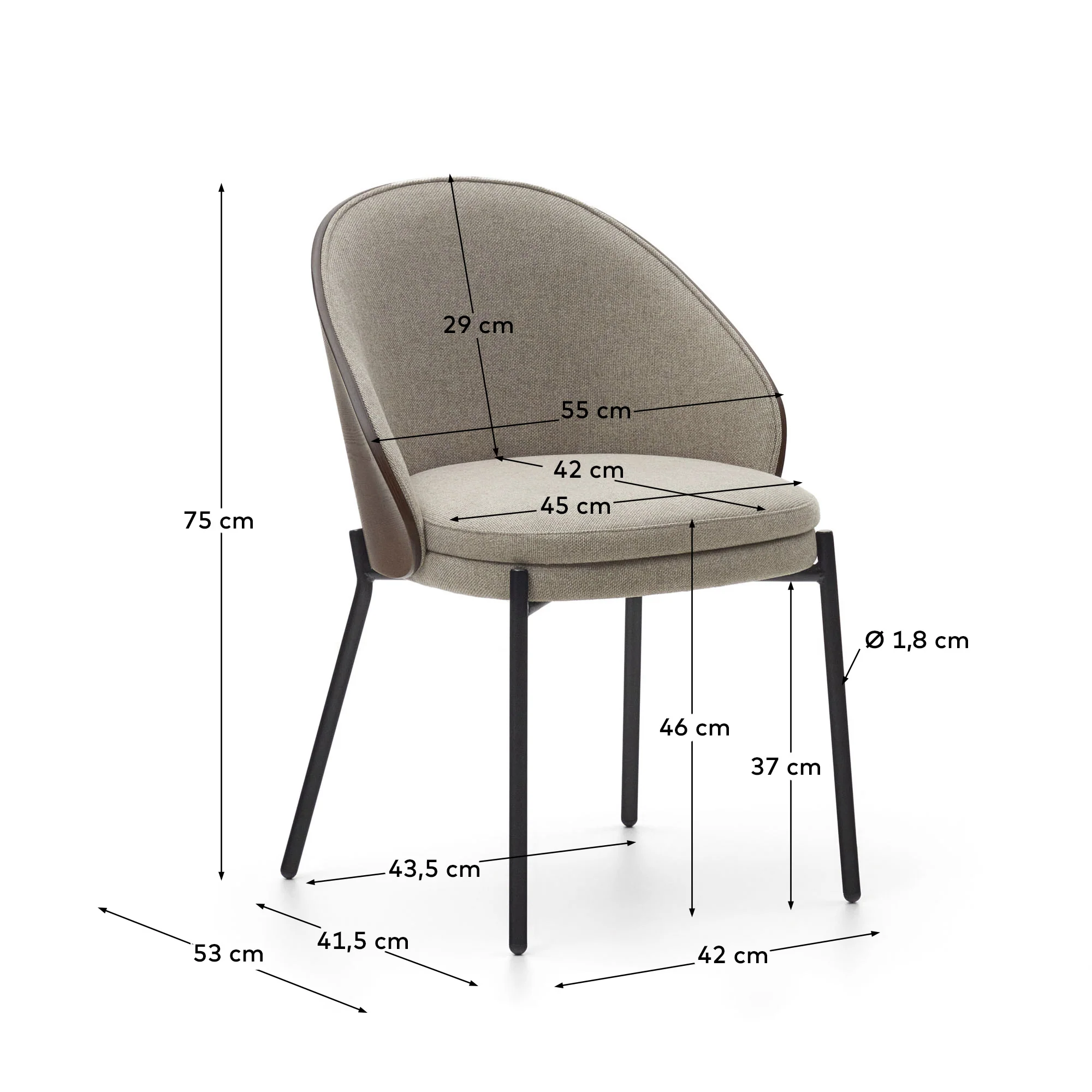 Eamy Stuhl hellbraun Eschenfurnier mit Wenge-Finish und Metall in Schwarz - Image 5