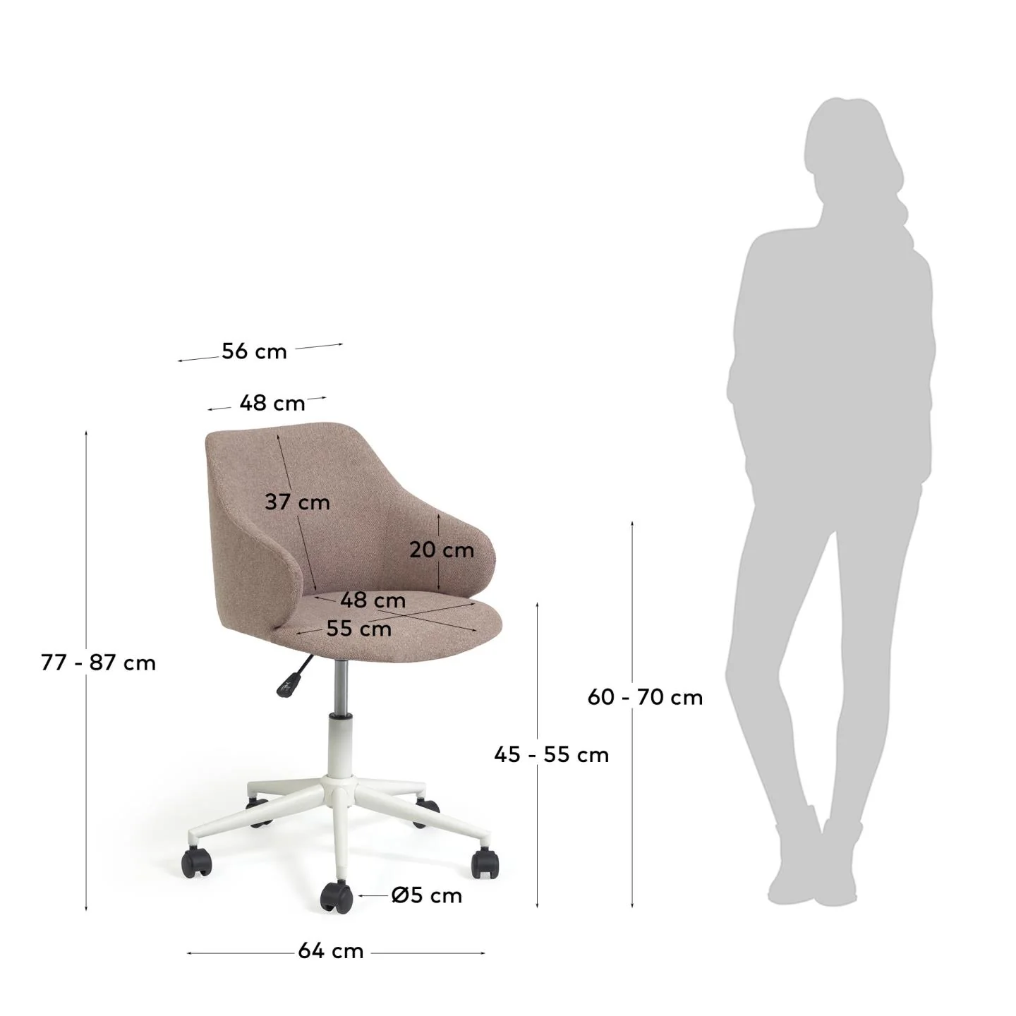Einara Schreibtischstuhl in Rosa mit Beinen aus Stahl in Mattweiß - Image 11