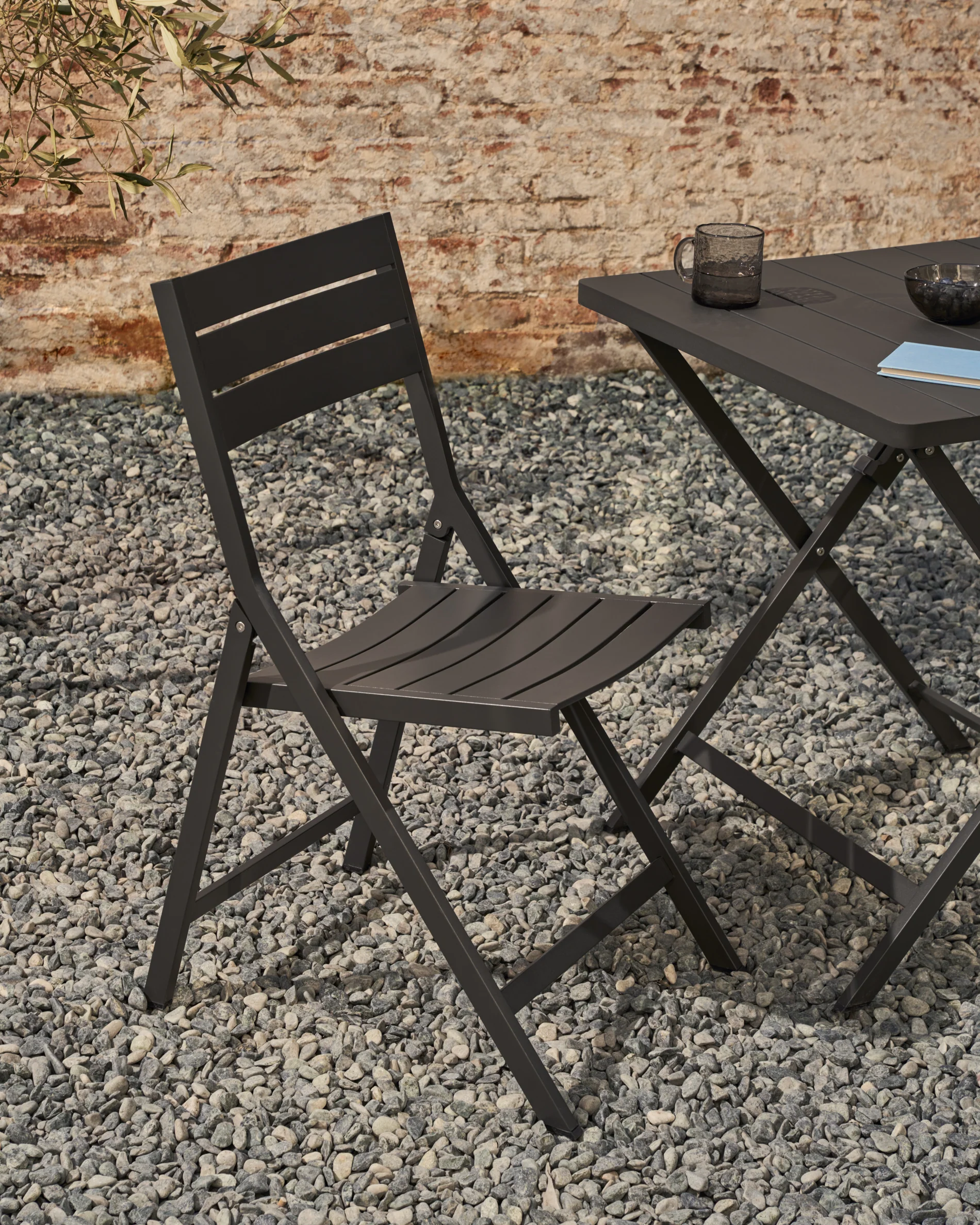Faltbarer GartenstuhlTorreta aus Aluminium mit dunkelgrauem Finish - Image 10