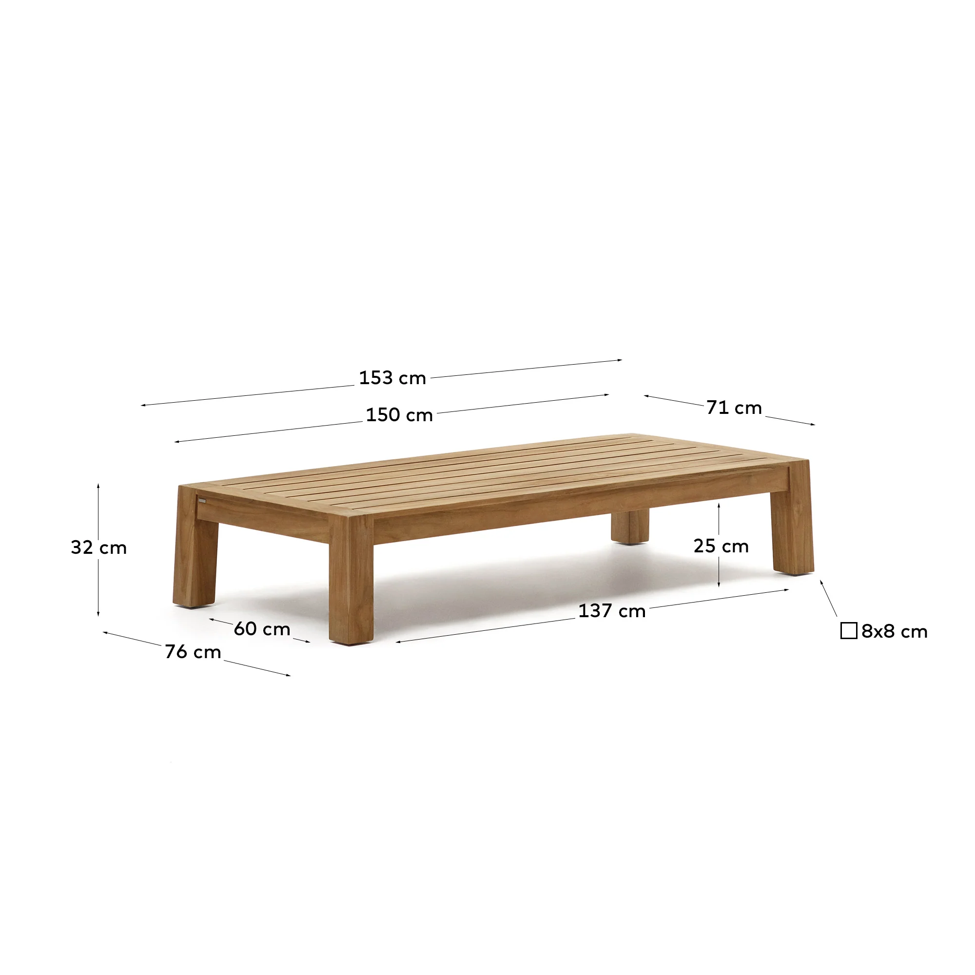 Forcanera Couchtisch aus massivem Teakholz 150 x 71 cm - Image 5