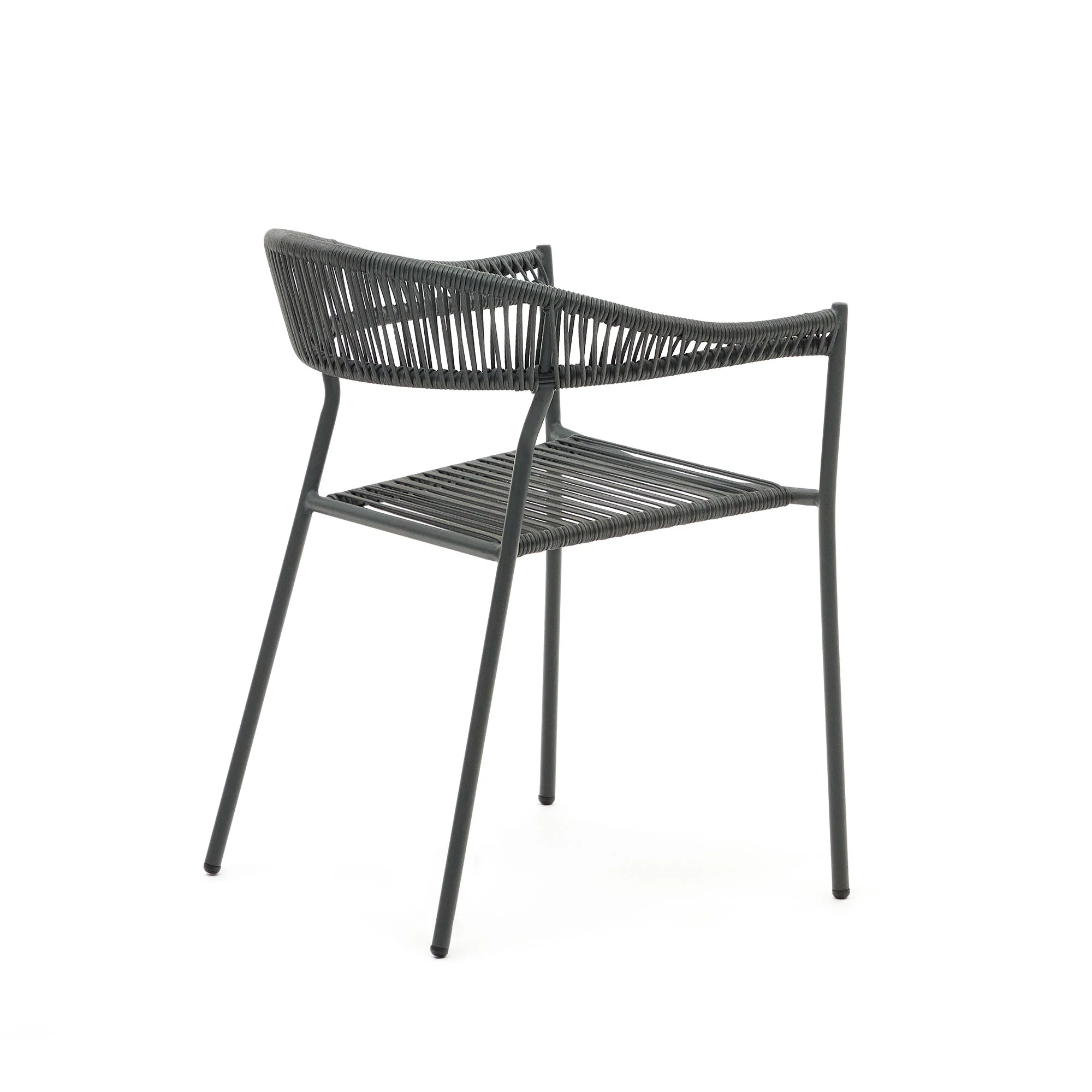 Futadera stapelbarer Gartenstuhl aus Kunststoffseil in Grau und Stahl mit Finish in Grau - Image 5