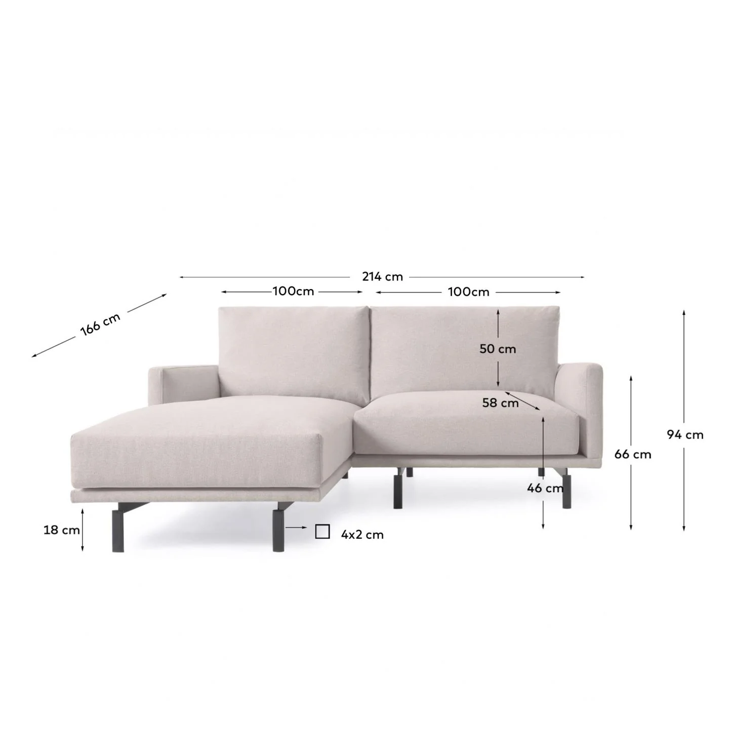 Galene 3-Sitzer Sofa beige mit Chaiselongue links 214 cm - Image 8