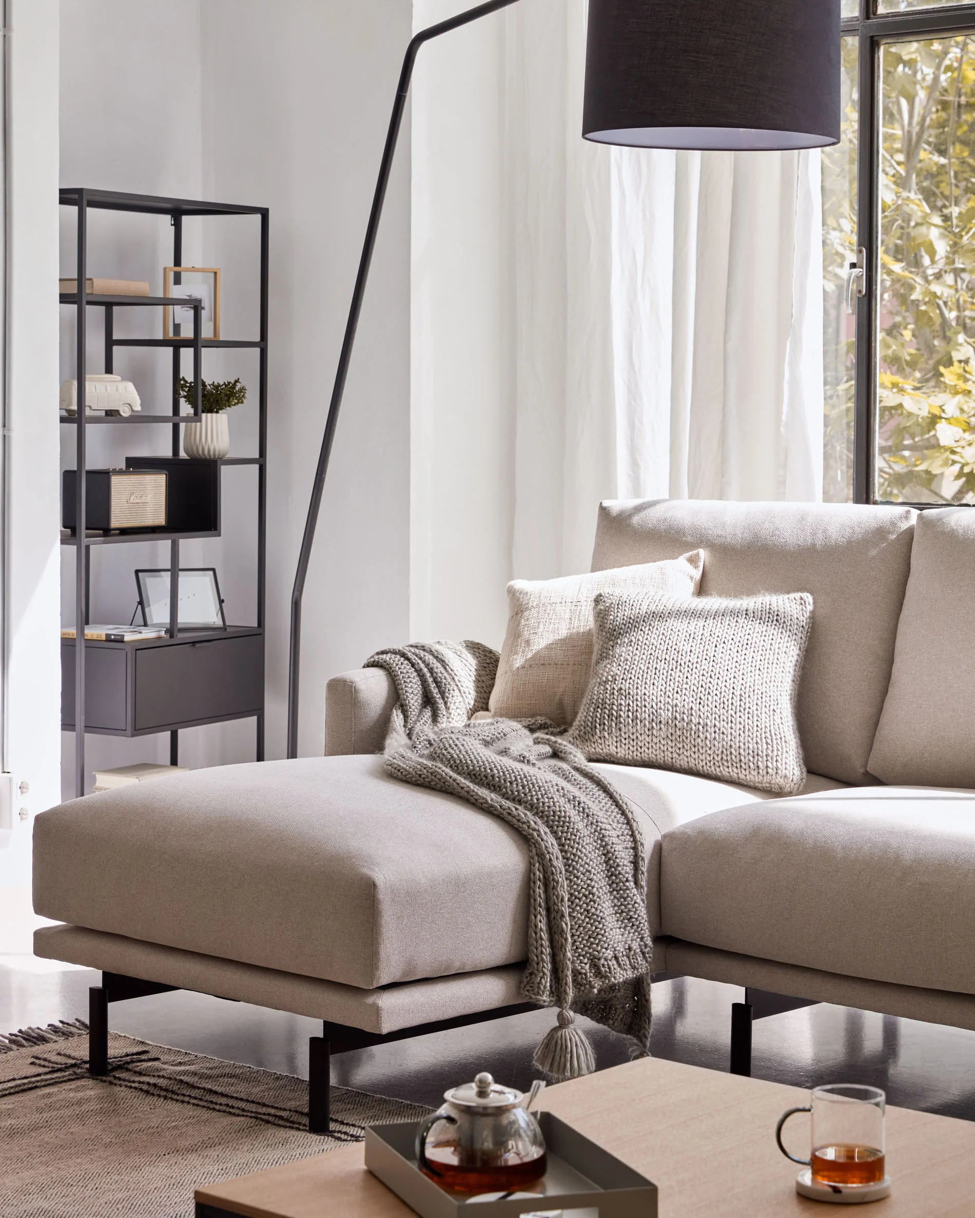 Galene 3-Sitzer Sofa beige mit Chaiselongue links 254 cm - Image 7