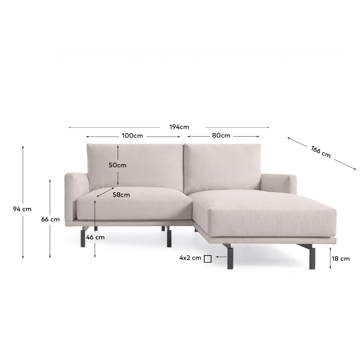 Galene 3-Sitzer Sofa beige mit Chaiselongue rechts 194 cm - Image 11