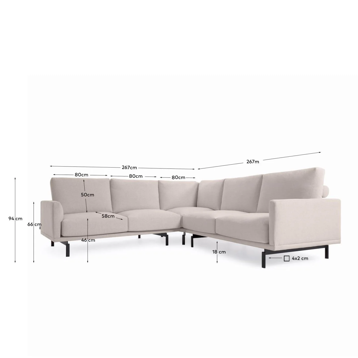 Galene 4-Sitzer Ecksofa beige 267 x 267 cm - Image 9