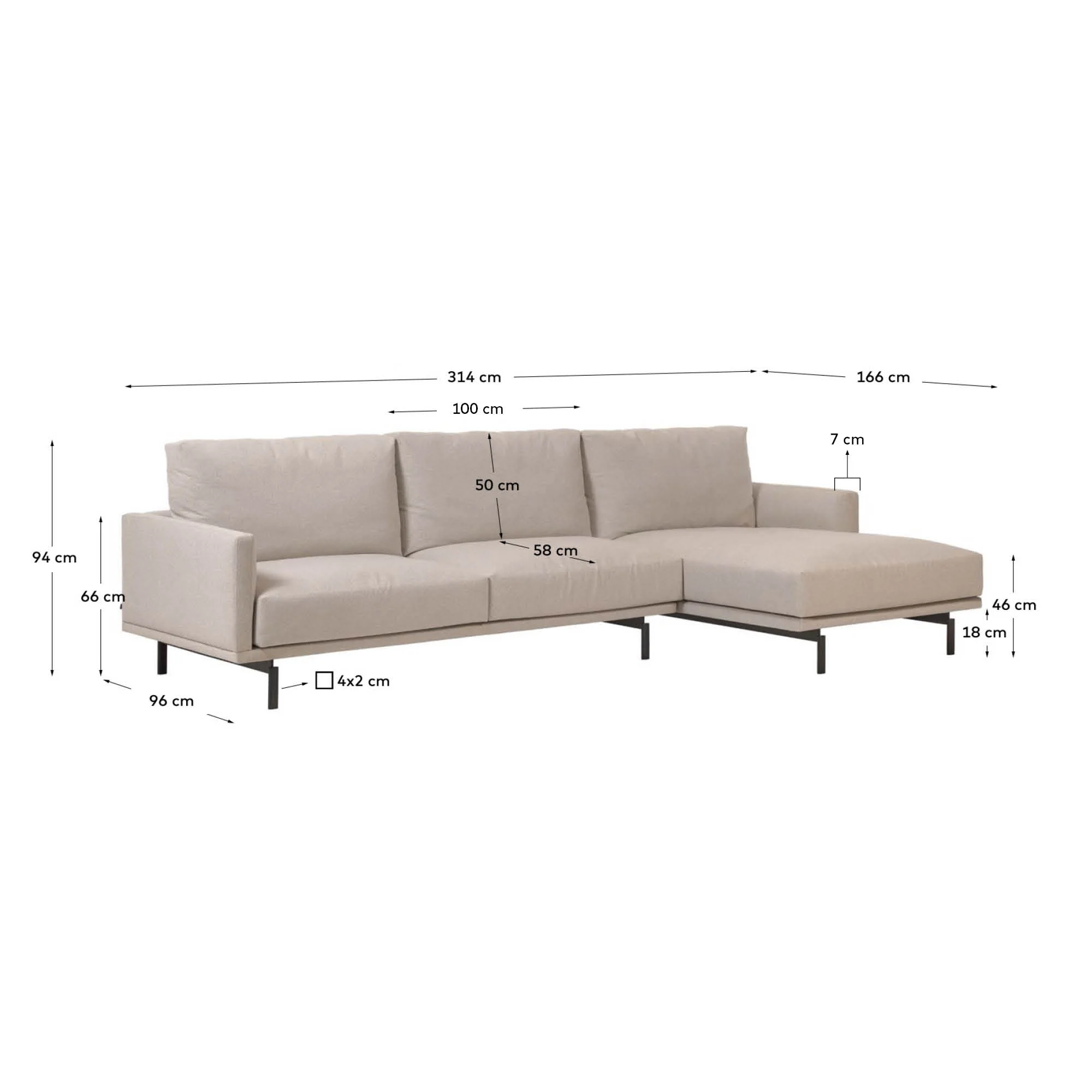 Galene 4-Sitzer Sofa beige mit Chaiselongue rechts 314 cm - Image 10