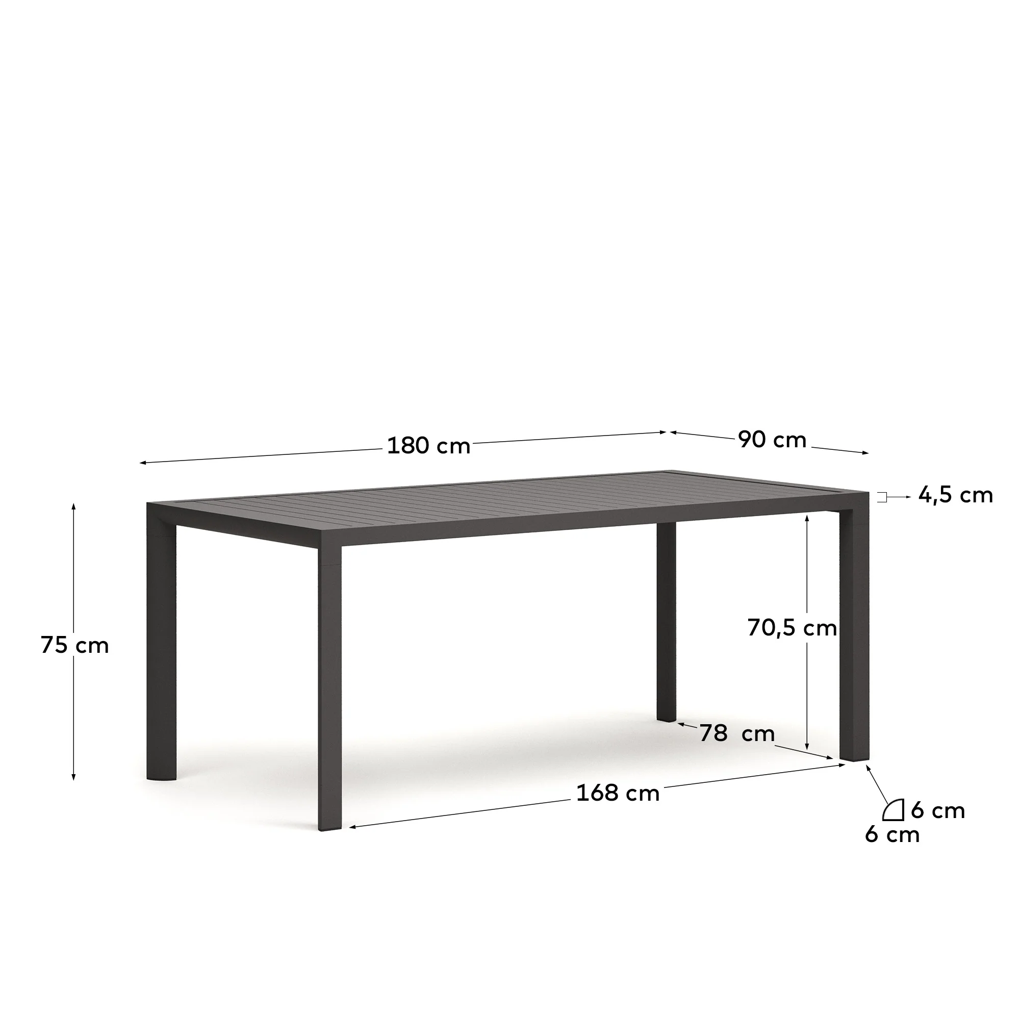 Culip Gartentisch aus Aluminium mit grauem Finish 180 x 90 cm - Image 2