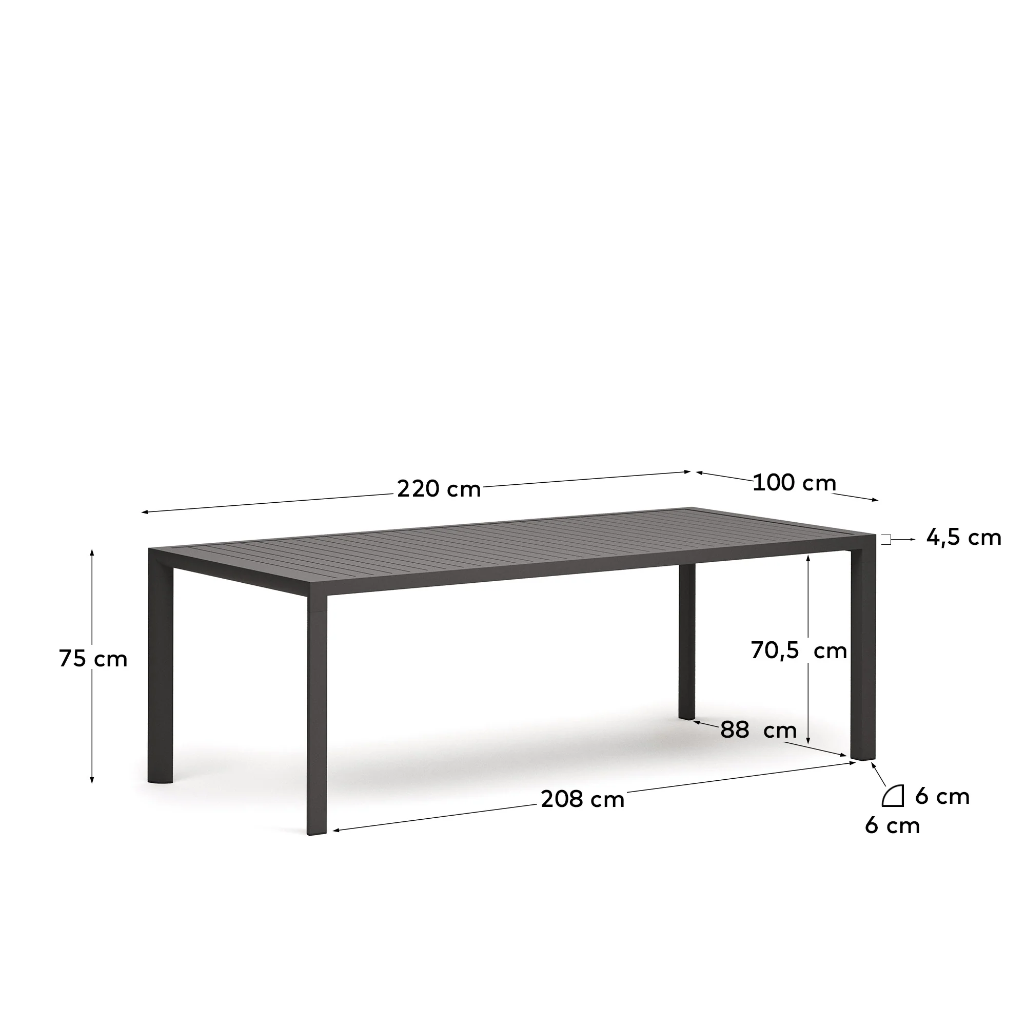 Gartentisch Culip aus Aluminium mit grauem Finish 220 x 100 cm - Image 7