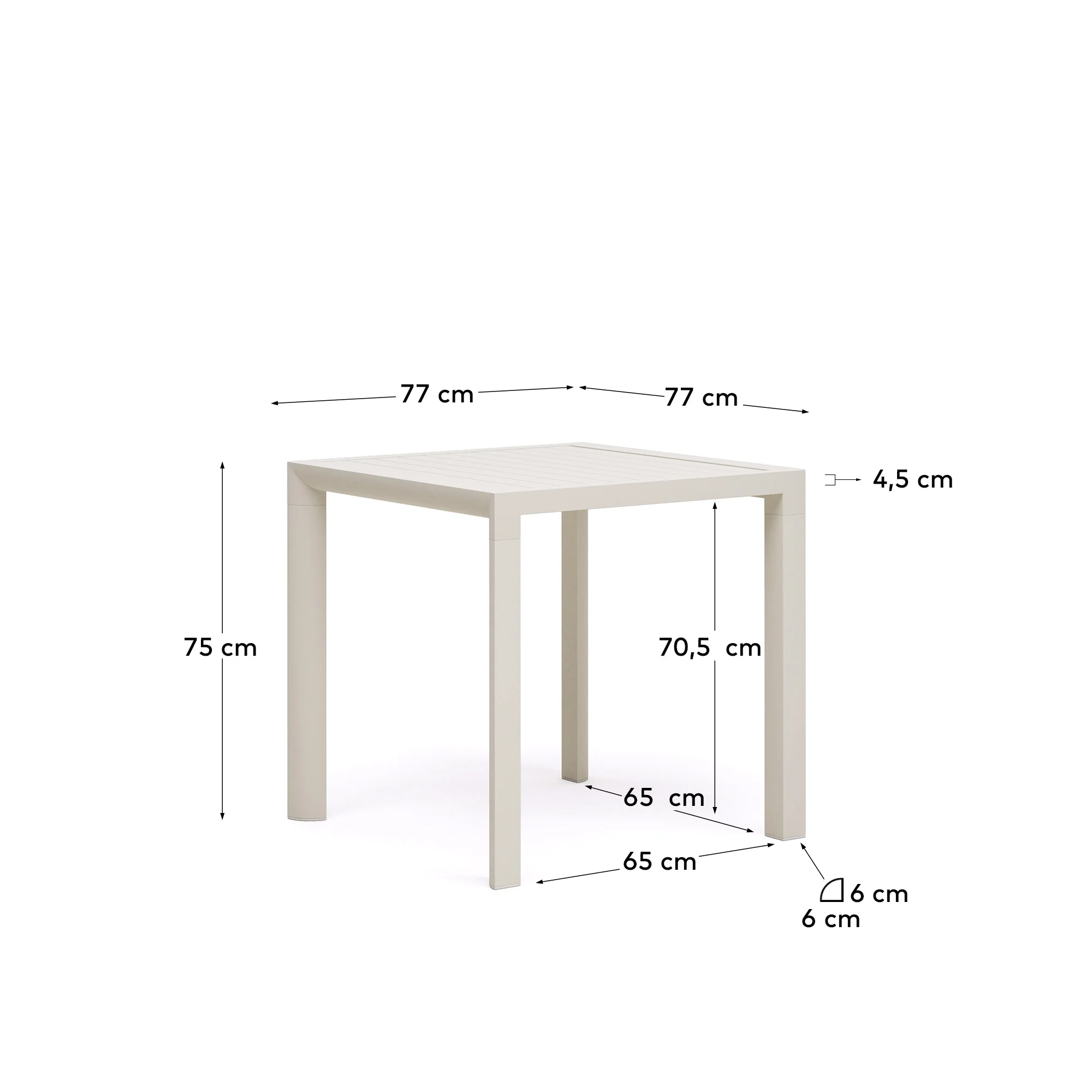 Gartentisch Culip aus Aluminium mit weißem Finish 77 x 77 cm - Image 6