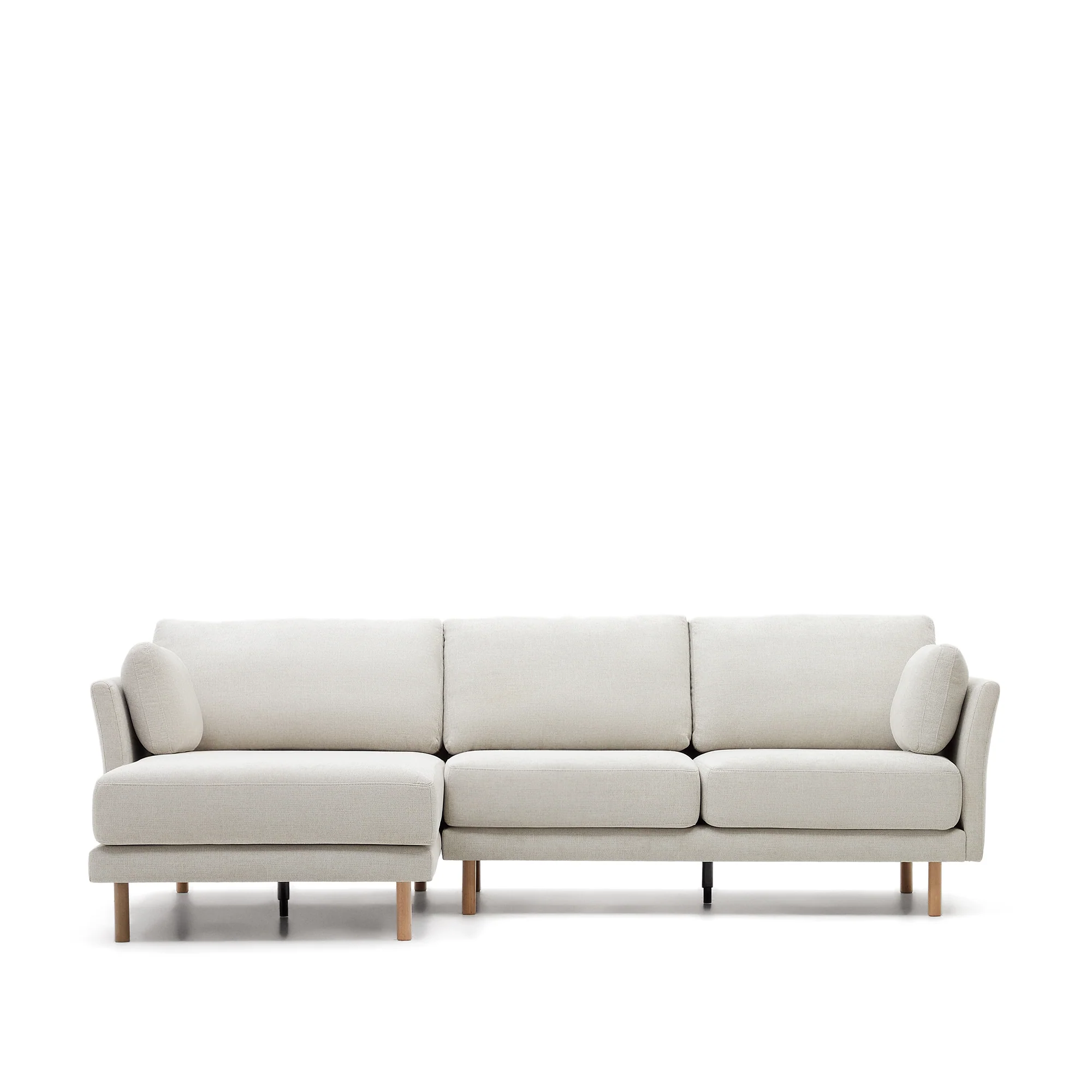Gilma 3-Sitzer-Sofa Chaiselongue rechts/links Chenille in Perle Beine naturfarben 260 cm