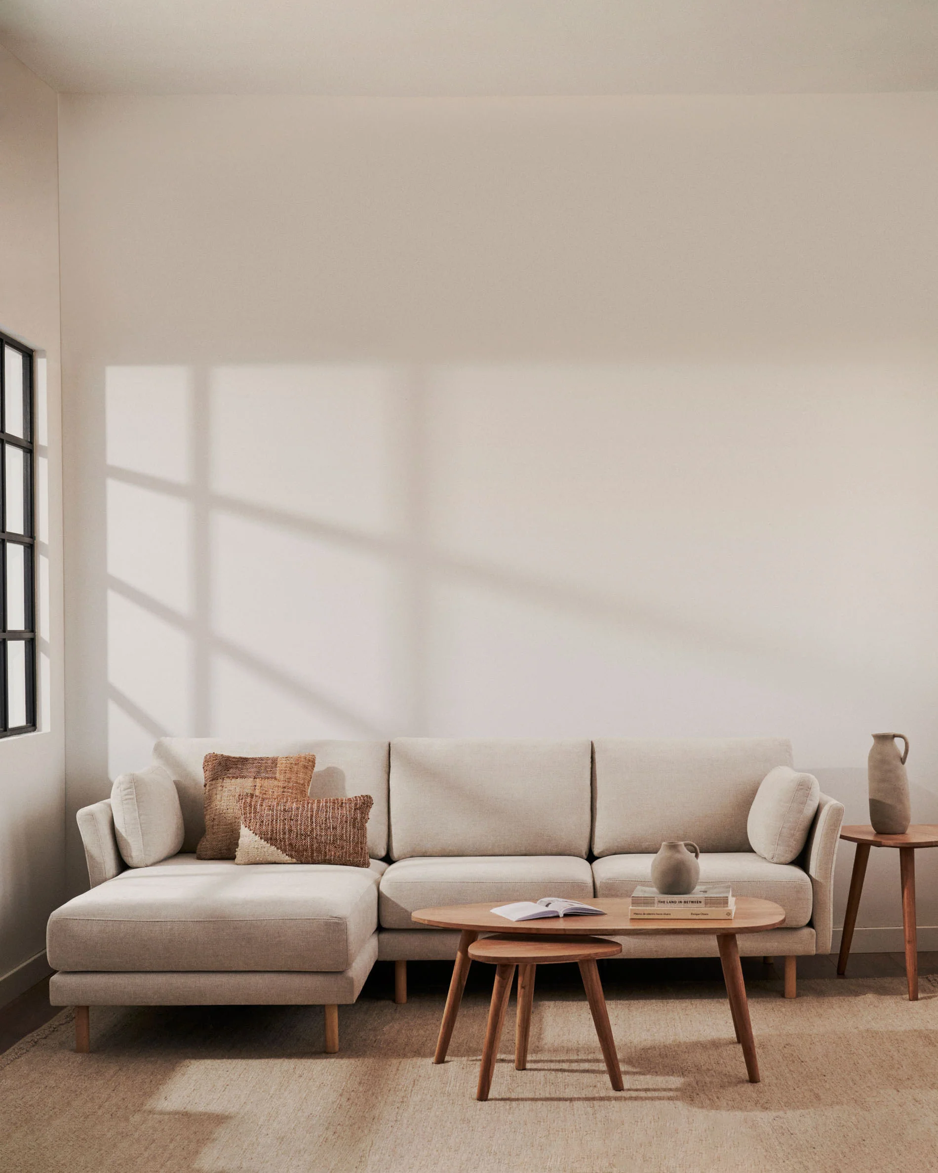 Gilma 3-Sitzer-Sofa Chaiselongue rechts/links Chenille in Perle Beine naturfarben 260 cm - Image 2