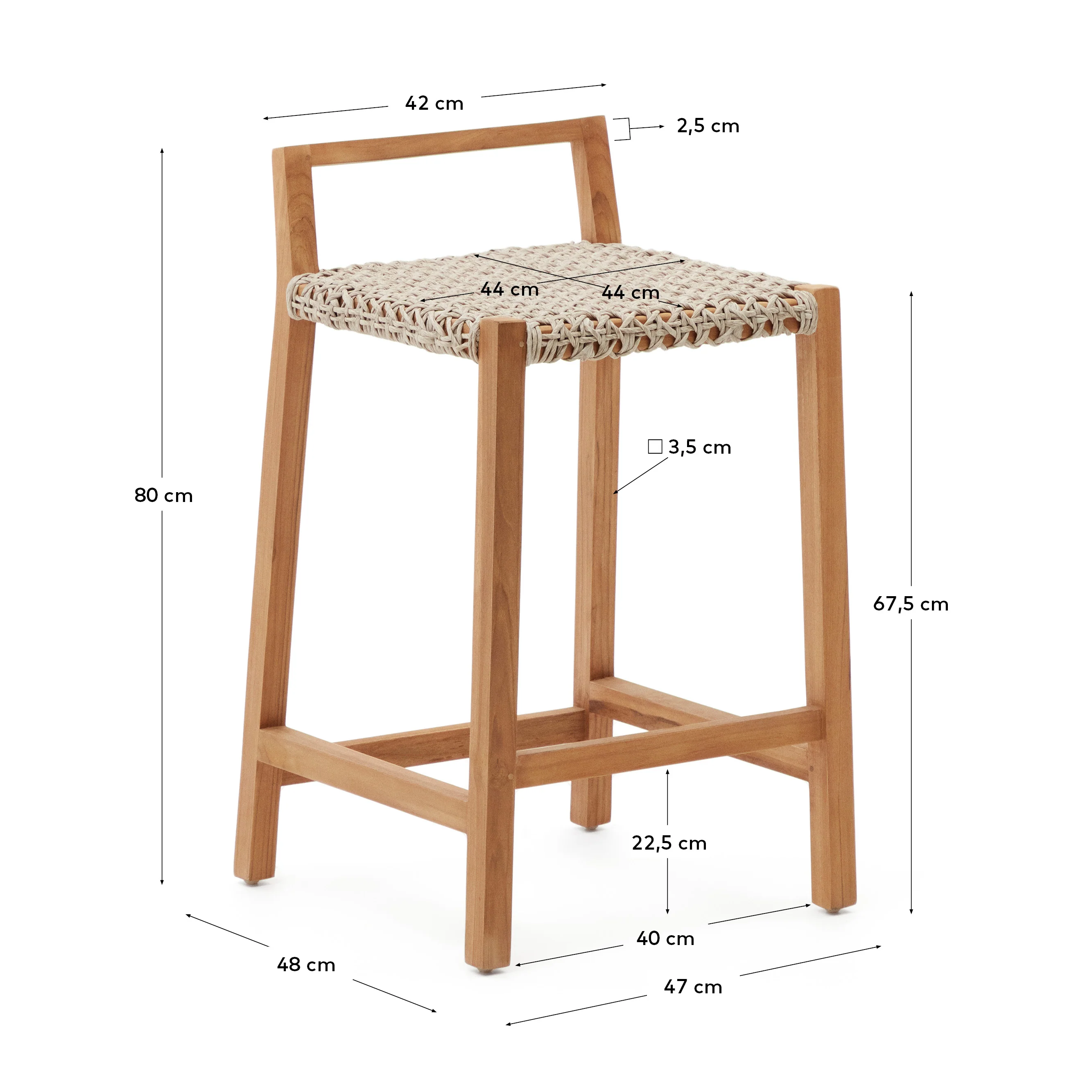 Giverola Hocker aus massivem Teakholz 80 cm - Image 3