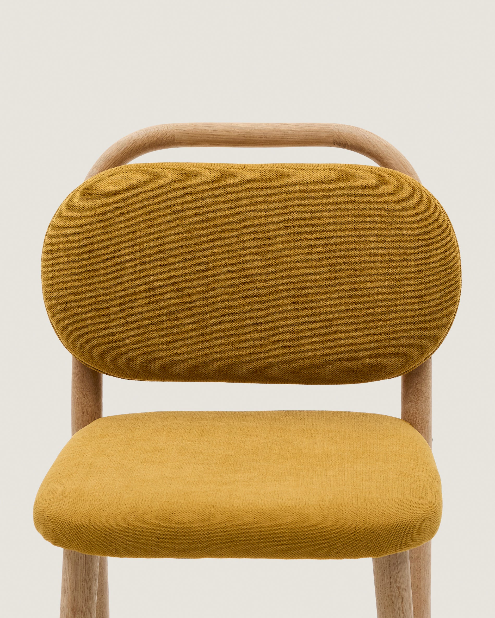 Helda Hocker aus senfgelber Chenille und massivem Eichenholz FSC Mix Credit 65 cm - Image 6