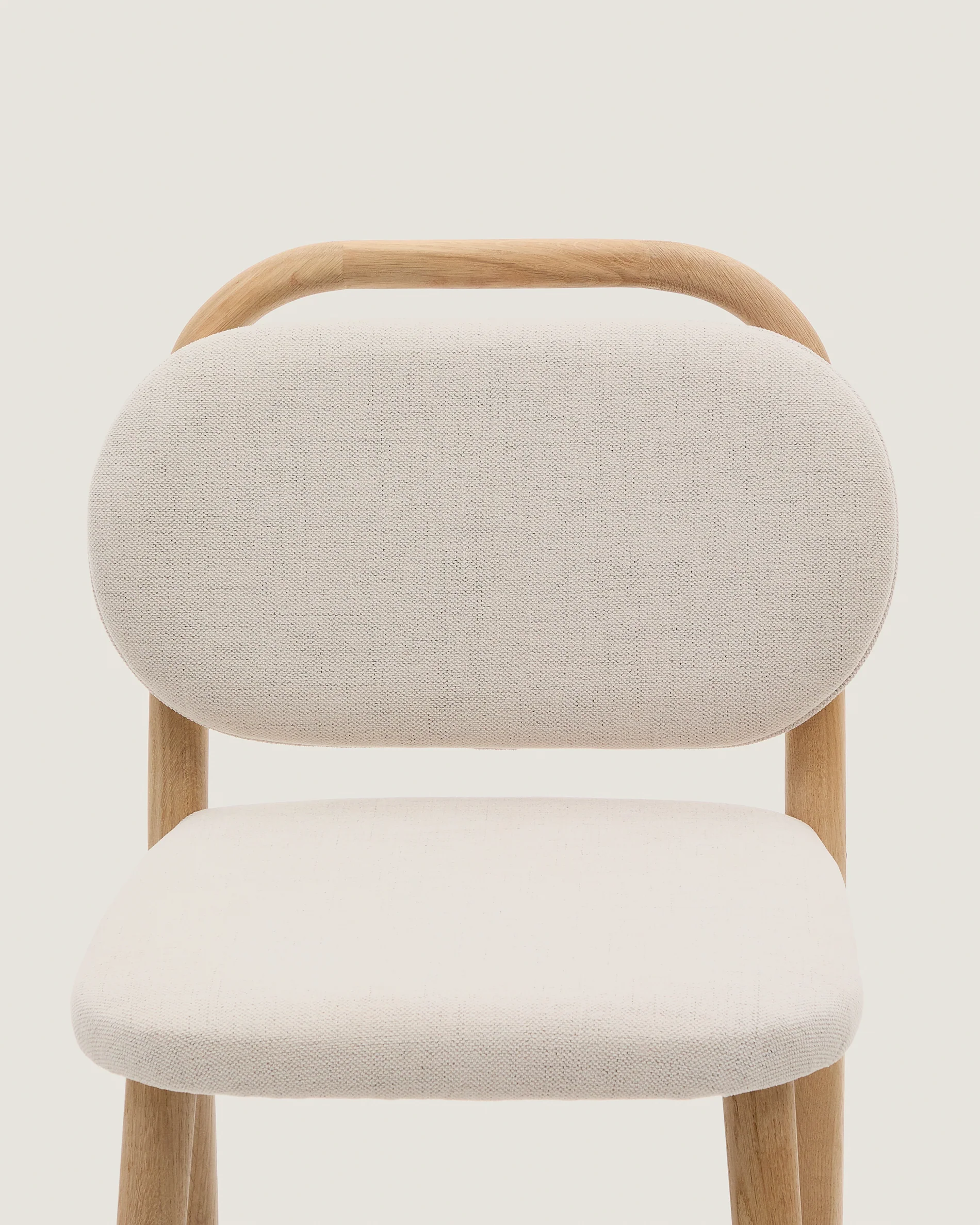 Helda Hocker aus beiger Chenille und massivem Eichenholz FSC Mix Credit 65 cm - Image 6