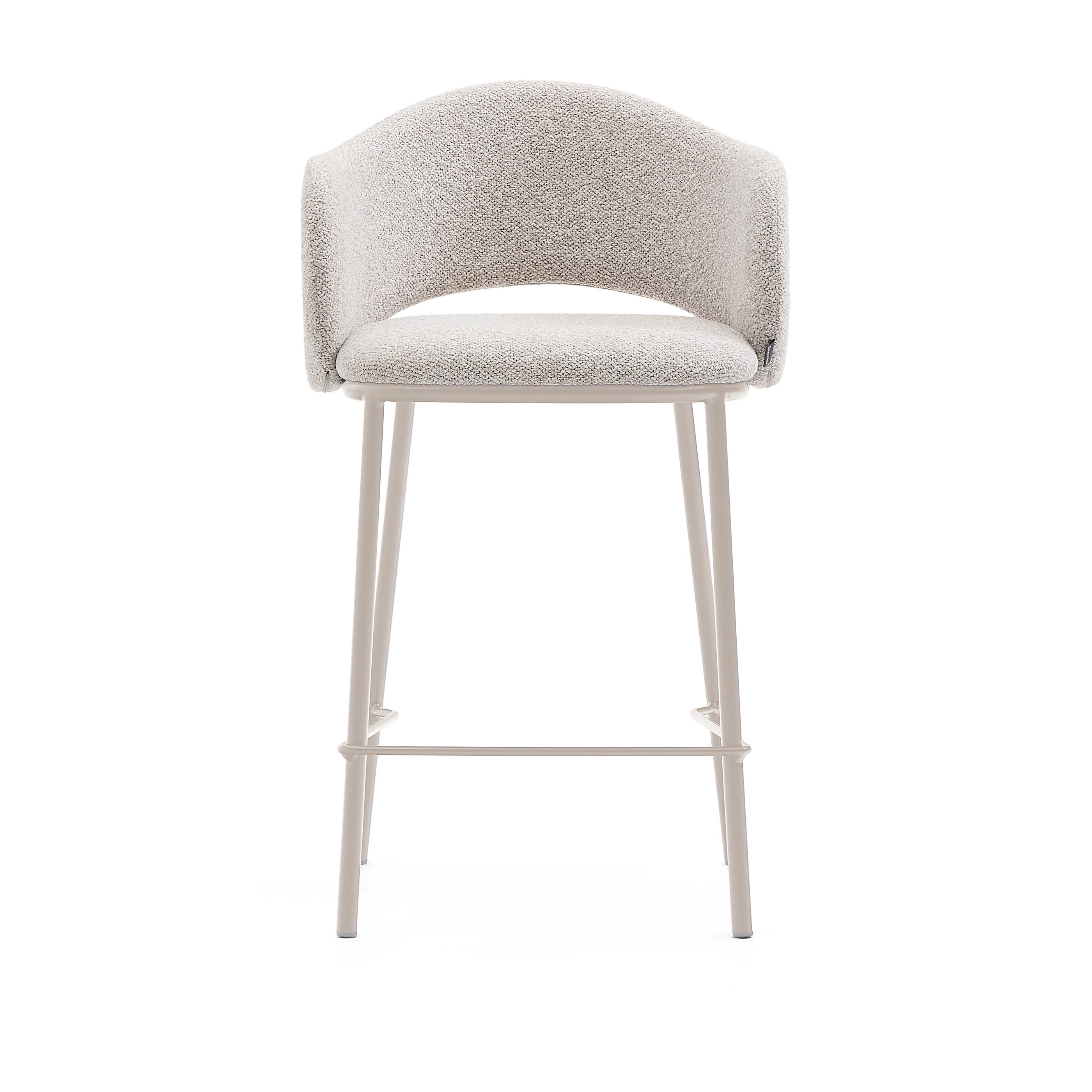 Hocker Maina aus grober beiger Chenille Stahlbeine mit beigem FinishFSC Mix Credit 65 cm - Image 4