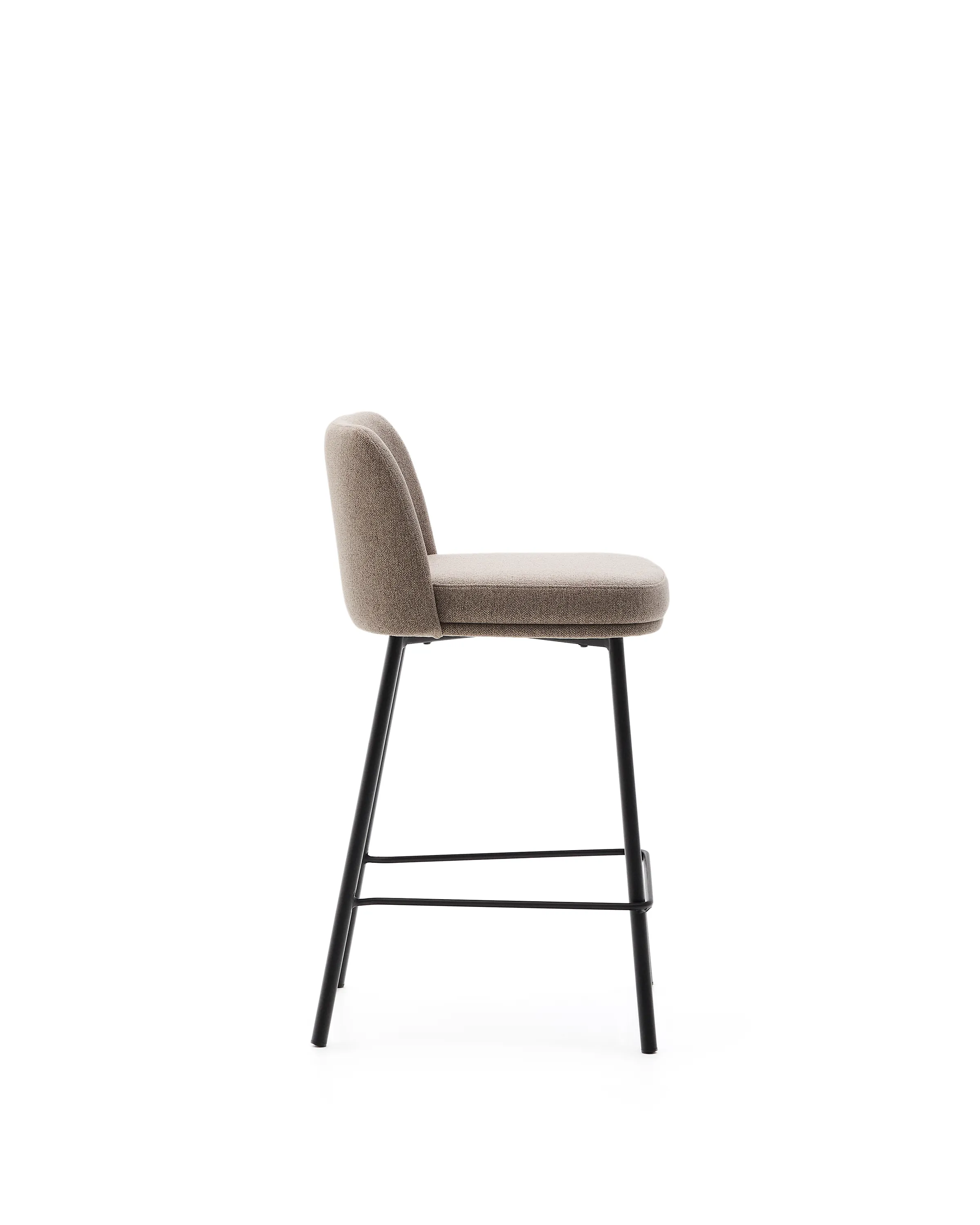 Hocker Minami aus braunem Chenille mit Stahlbeinen in Schwarz Höhe 65 cm - Image 5