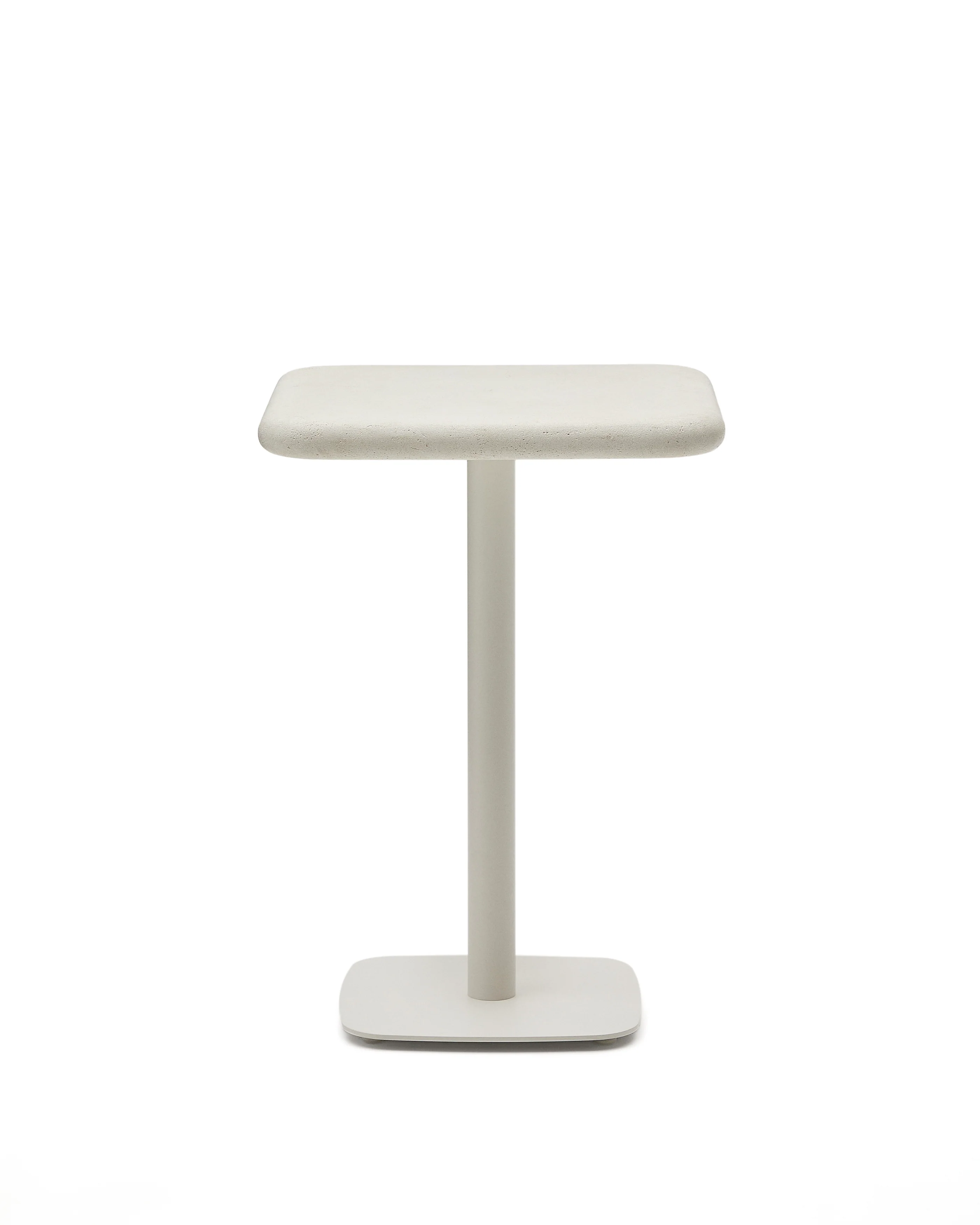 Hoher Outdoor-Tisch Dina mit weißer Zementplatte 70 x 70 cm und weißem Stahlfuß 48 x 48 x 96 cm - Image 2