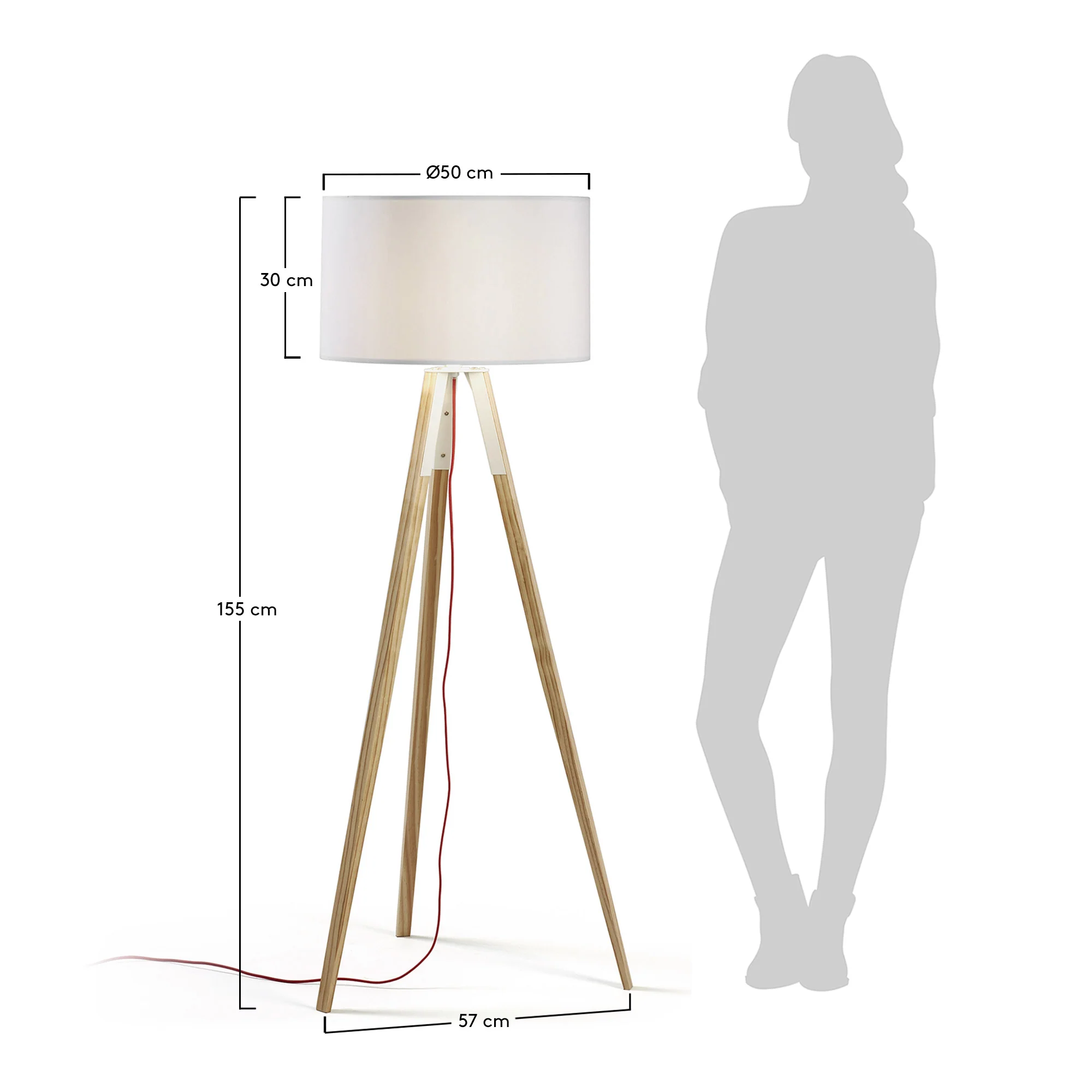 Iguazu Stehlampe, Holz, weiss - Image 5