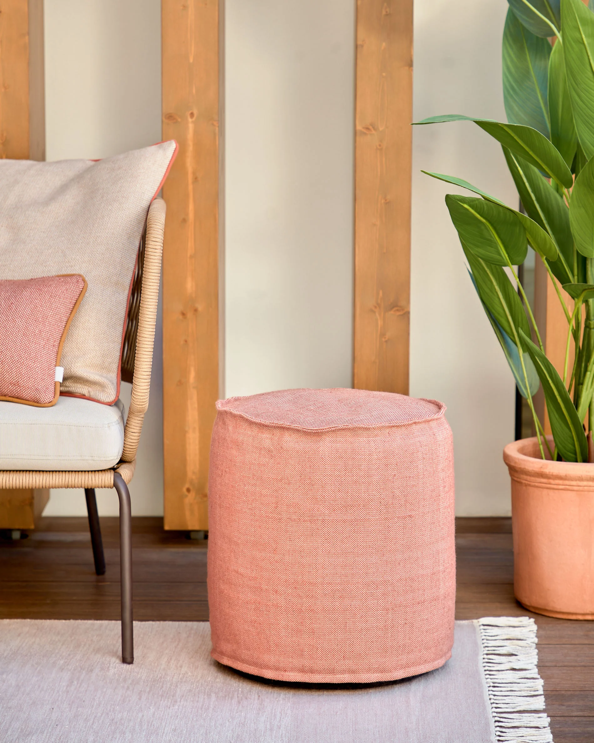 Isaura runder Pouf 100% PET terrakotta Ø 40 cm - Image 2