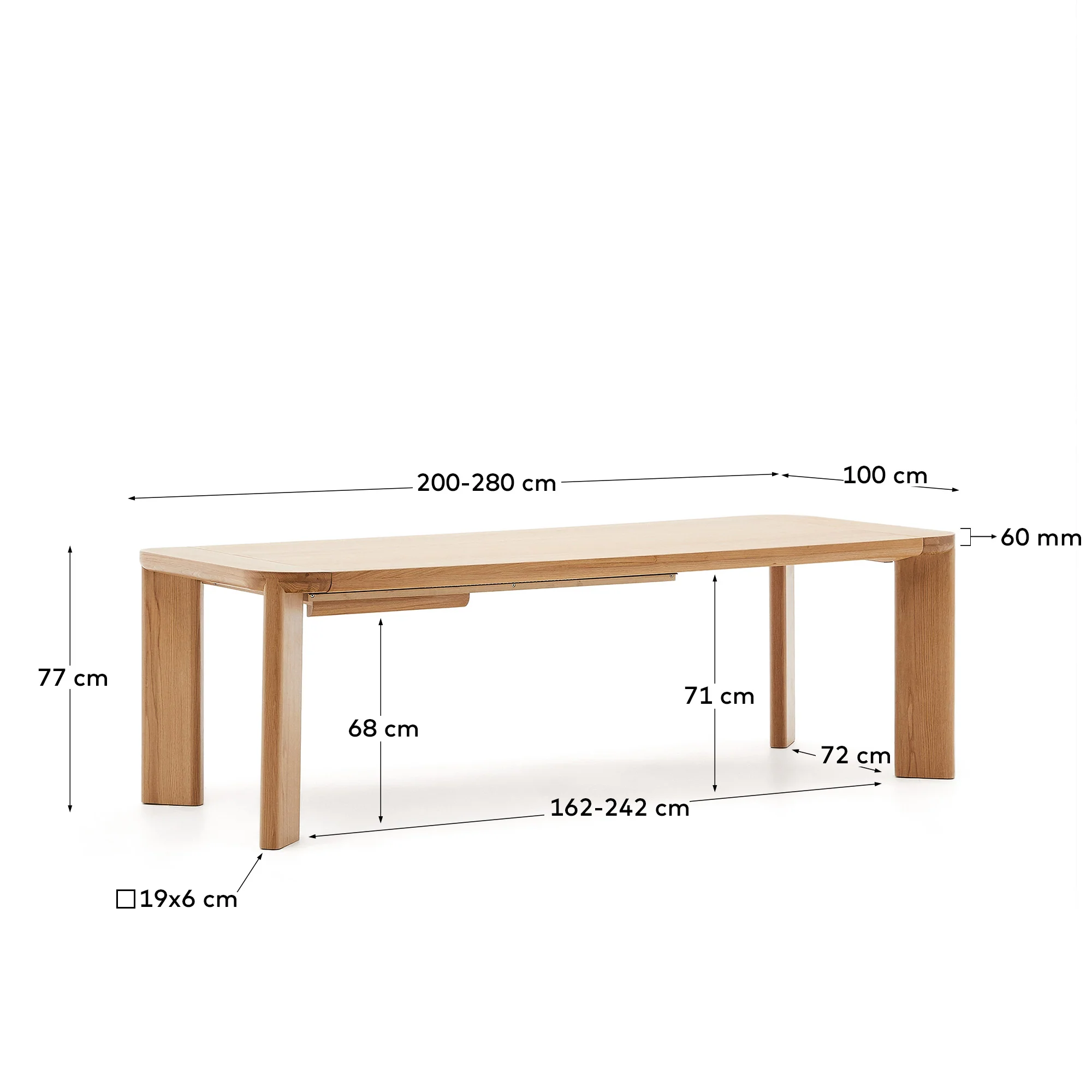 Jondal Ausziehtisch aus Massivholz und Eichenfurnier 100 % FSC 200 (280) x 100 cm - Image 4