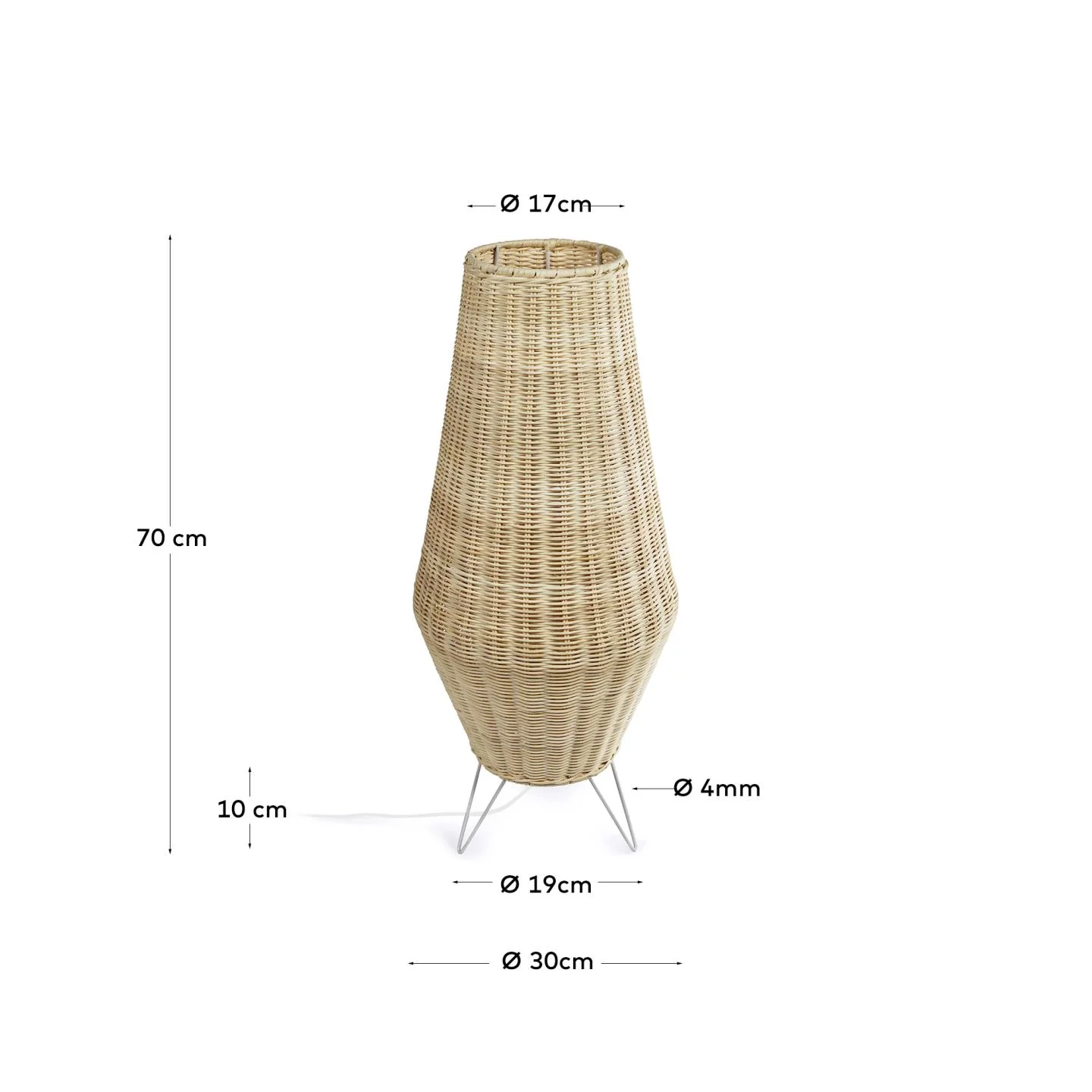 Kamaria mittelgroße Tischlampe aus Rattan mit natürlichem Finish - Image 6