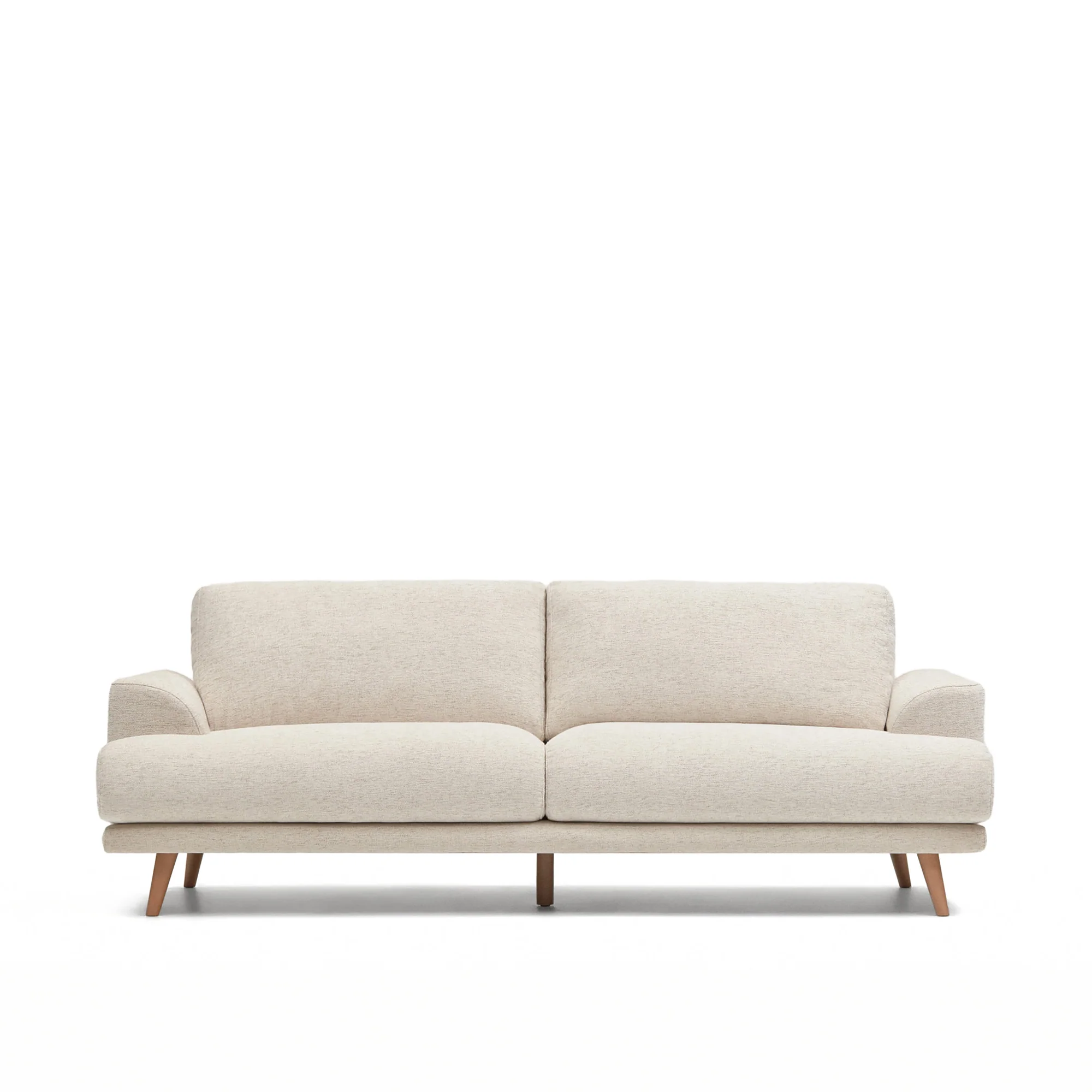 Karin 3-Sitzer-Sofa weiß und Beine aus massiver Buche 231 cm
