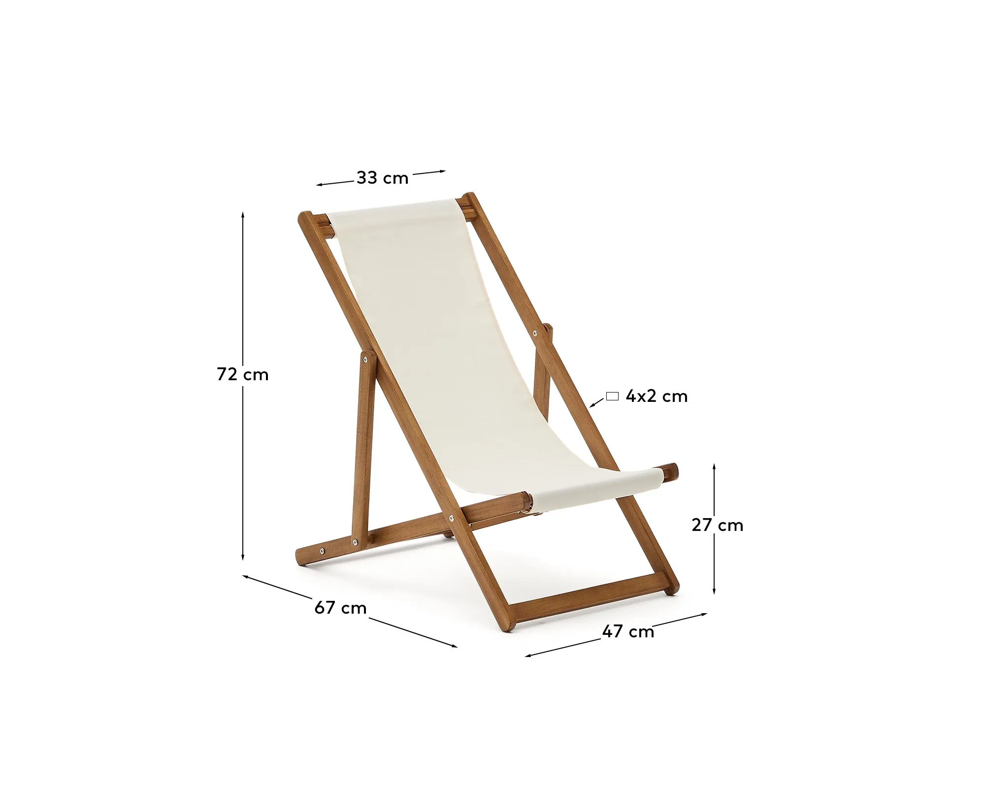 Klappbarer Outdoor-Liegestuhl Adredna für Kinder in Beige aus massivem Akazienholz FSC 100 % - Image 8