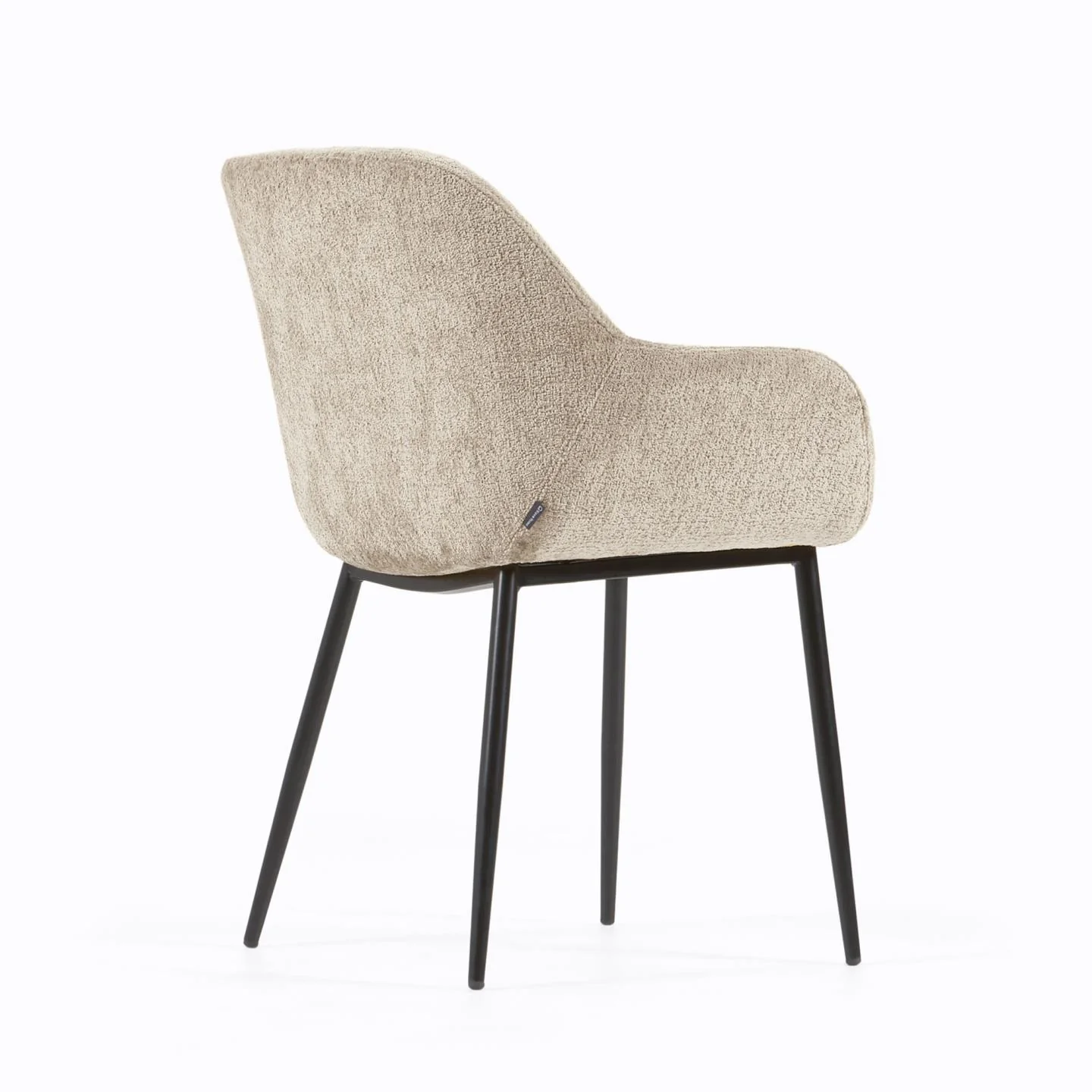 Konna Stuhl aus beiger Chenille mit schwarz lackierten Stahlbeinen - Image 3