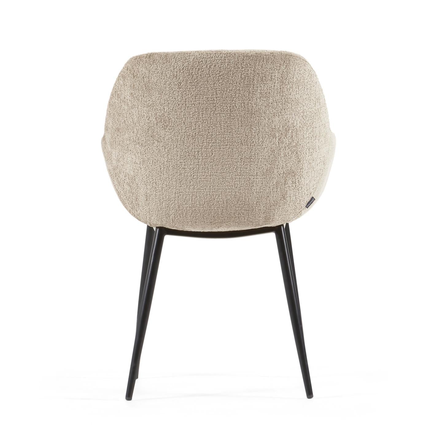 Konna Stuhl aus beiger Chenille mit schwarz lackierten Stahlbeinen - Image 4