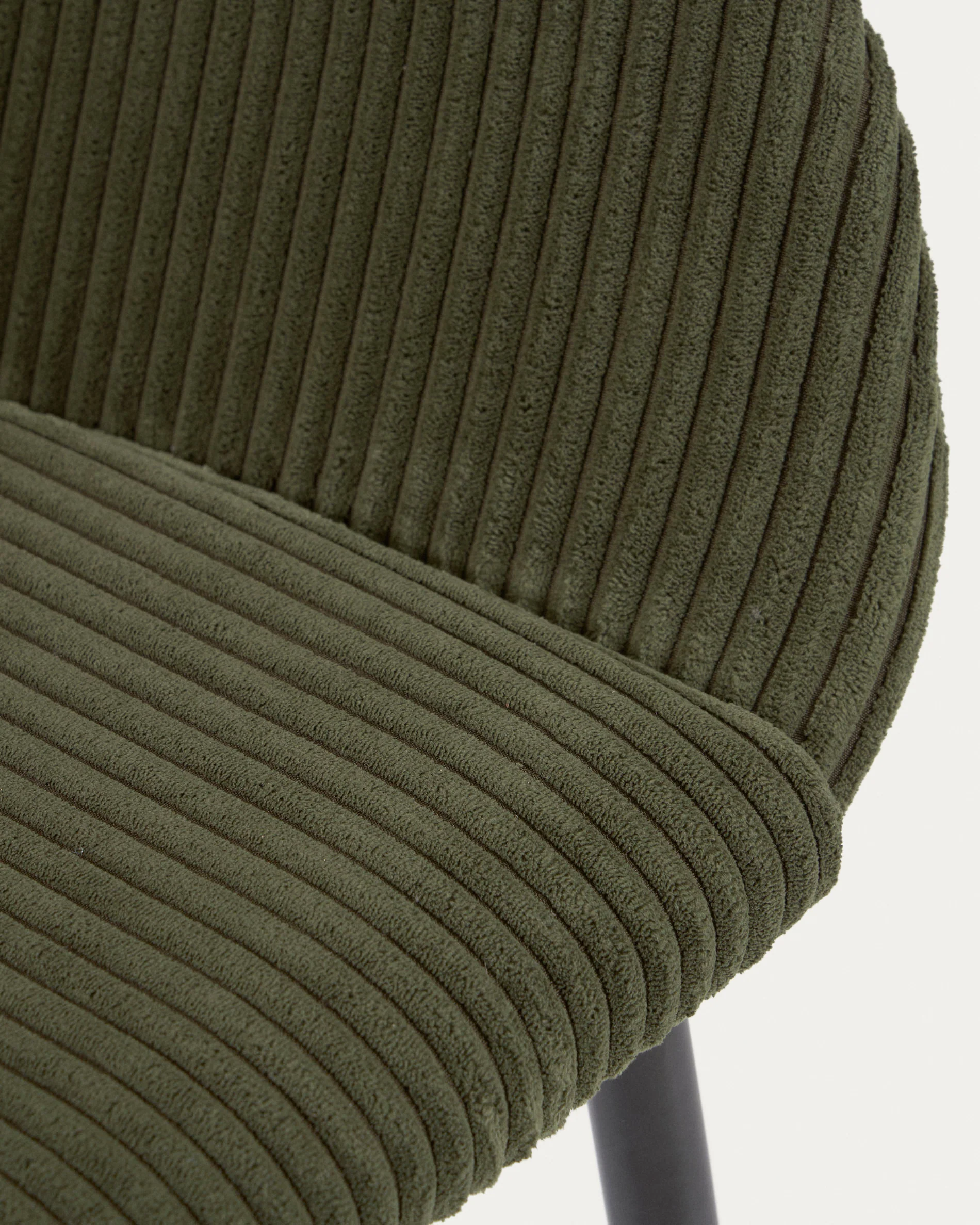 Konna Stuhl aus dunkelgrünem, breitem Cord mit schwarz lackierten Stahlbeinen - Image 9