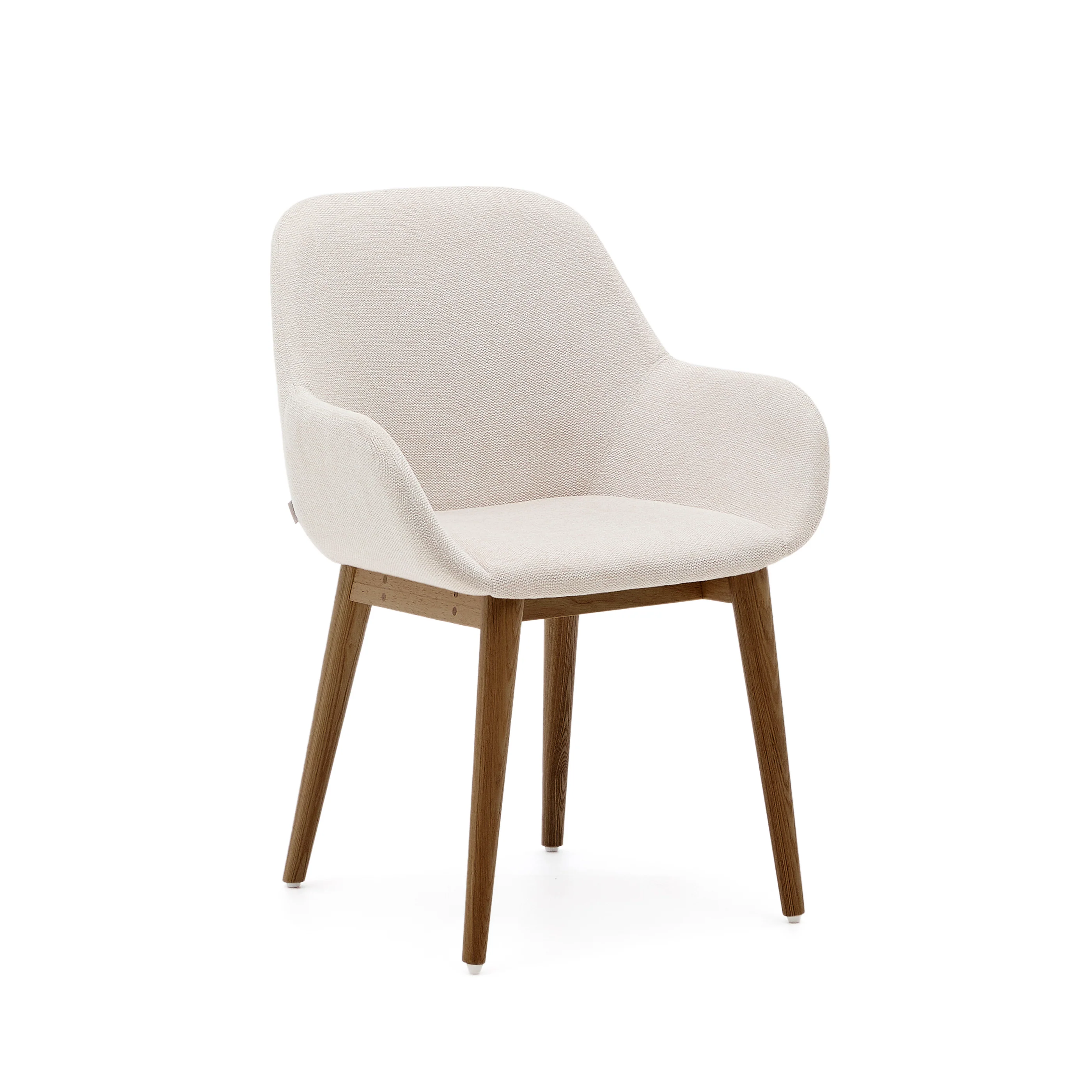 Konna Stuhl in Beige und Beine aus massivem Eschenholz mit dunklem Finish - Image 2