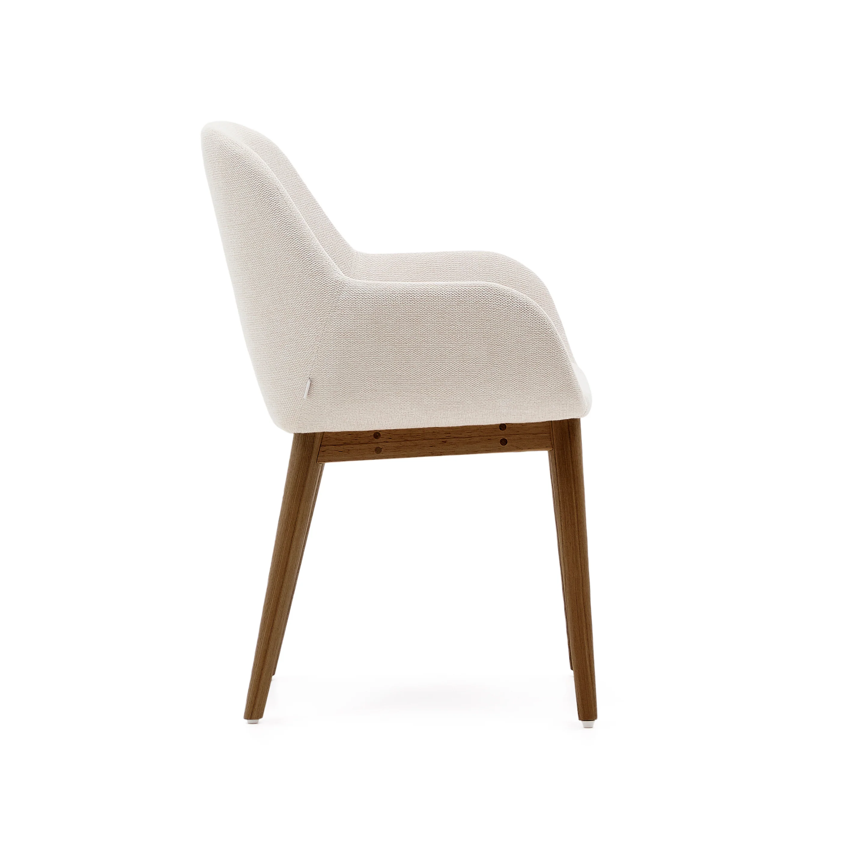 Konna Stuhl in Beige und Beine aus massivem Eschenholz mit dunklem Finish - Image 4