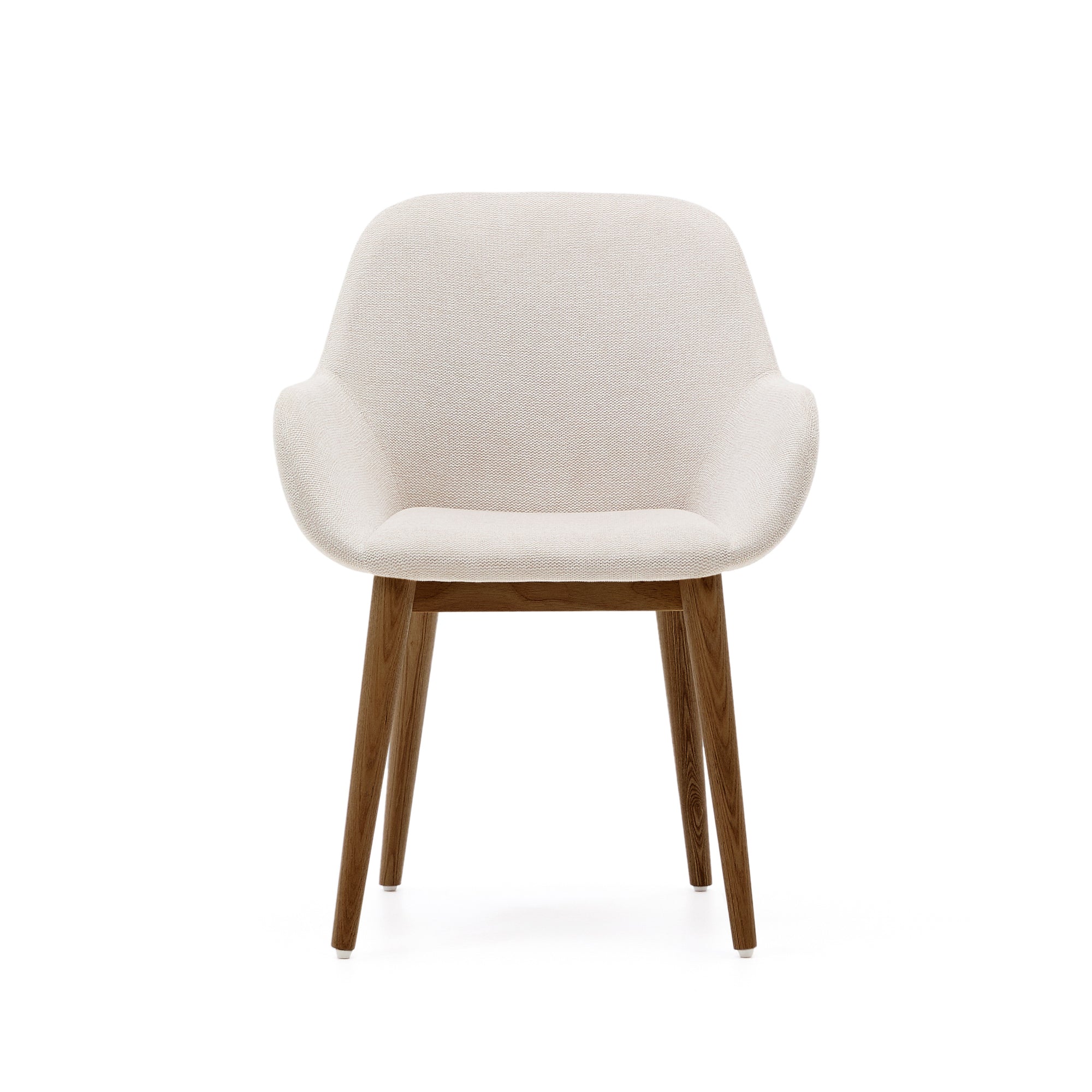Konna Stuhl in Beige und Beine aus massivem Eschenholz mit dunklem Finish - Image 6