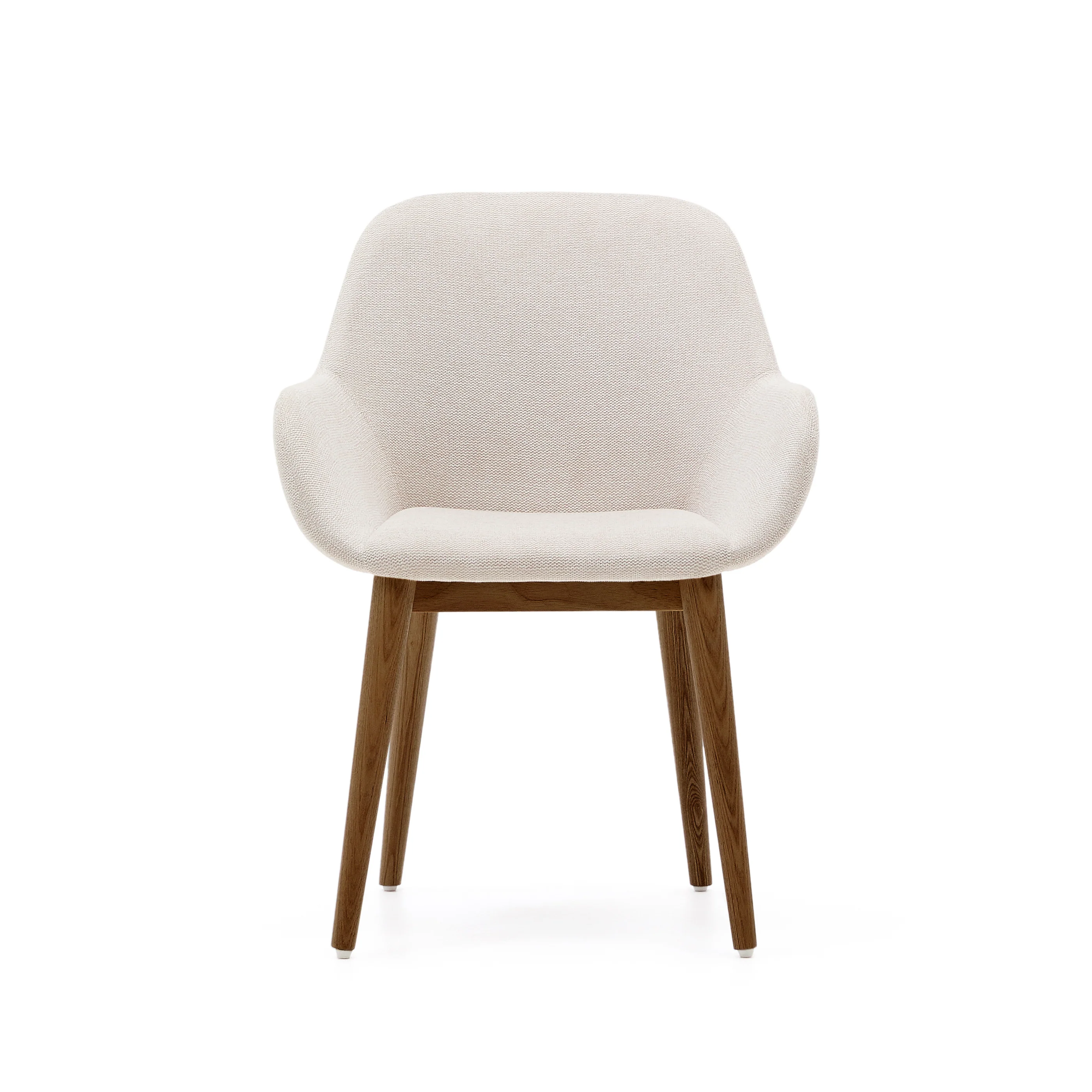 Konna Stuhl in Beige und Beine aus massivem Eschenholz mit dunklem Finish - Image 7