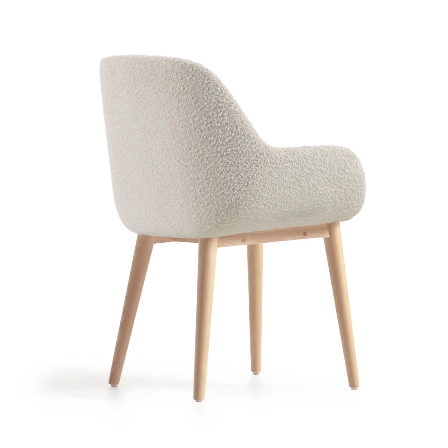 Konna Stuhl mit Bouclé-Bezug weiß Beine aus massivem Eschenholz mit natürlichem Finish - Image 3