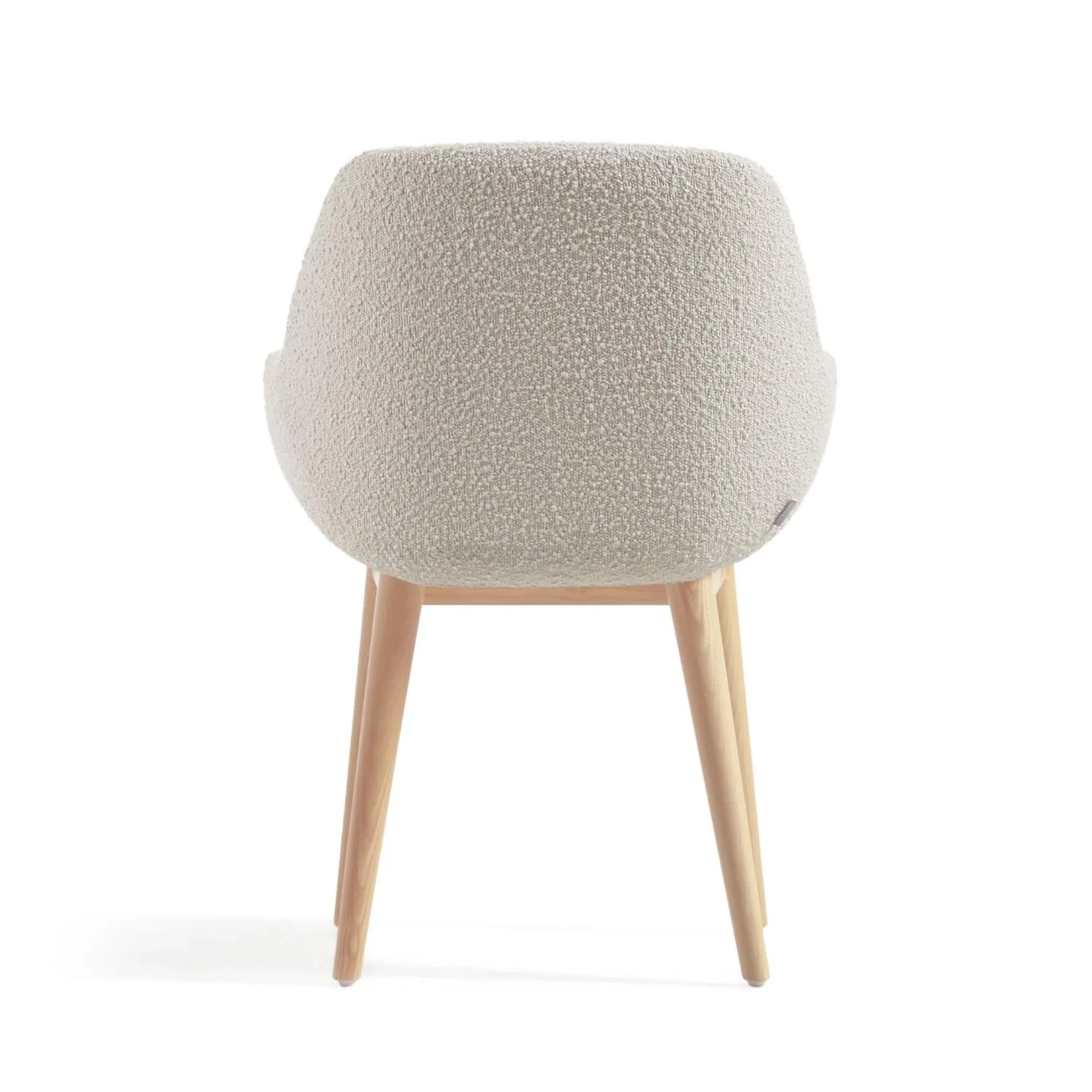 Konna Stuhl mit Bouclé-Bezug weiß Beine aus massivem Eschenholz mit natürlichem Finish - Image 5