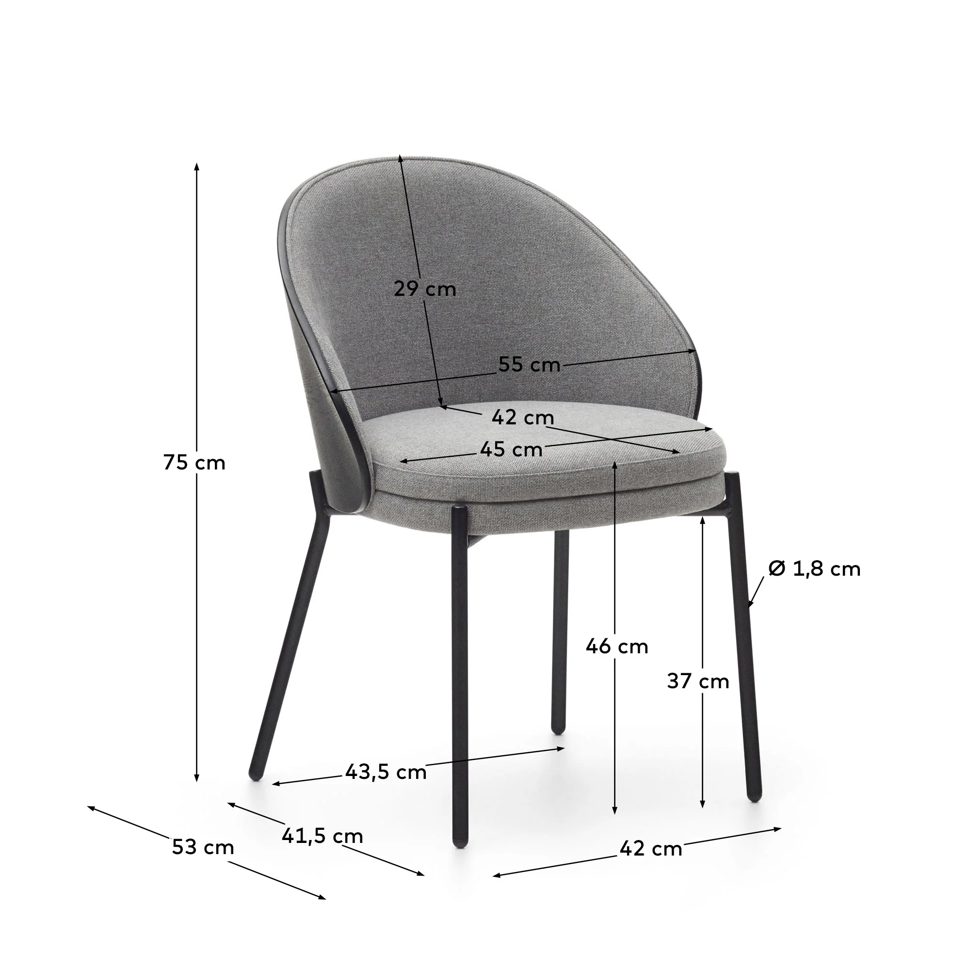 Eamy Stuhl hellgrau Eschenfurnier mit schwarzem Finish und Metall in Schwarz - Image 4
