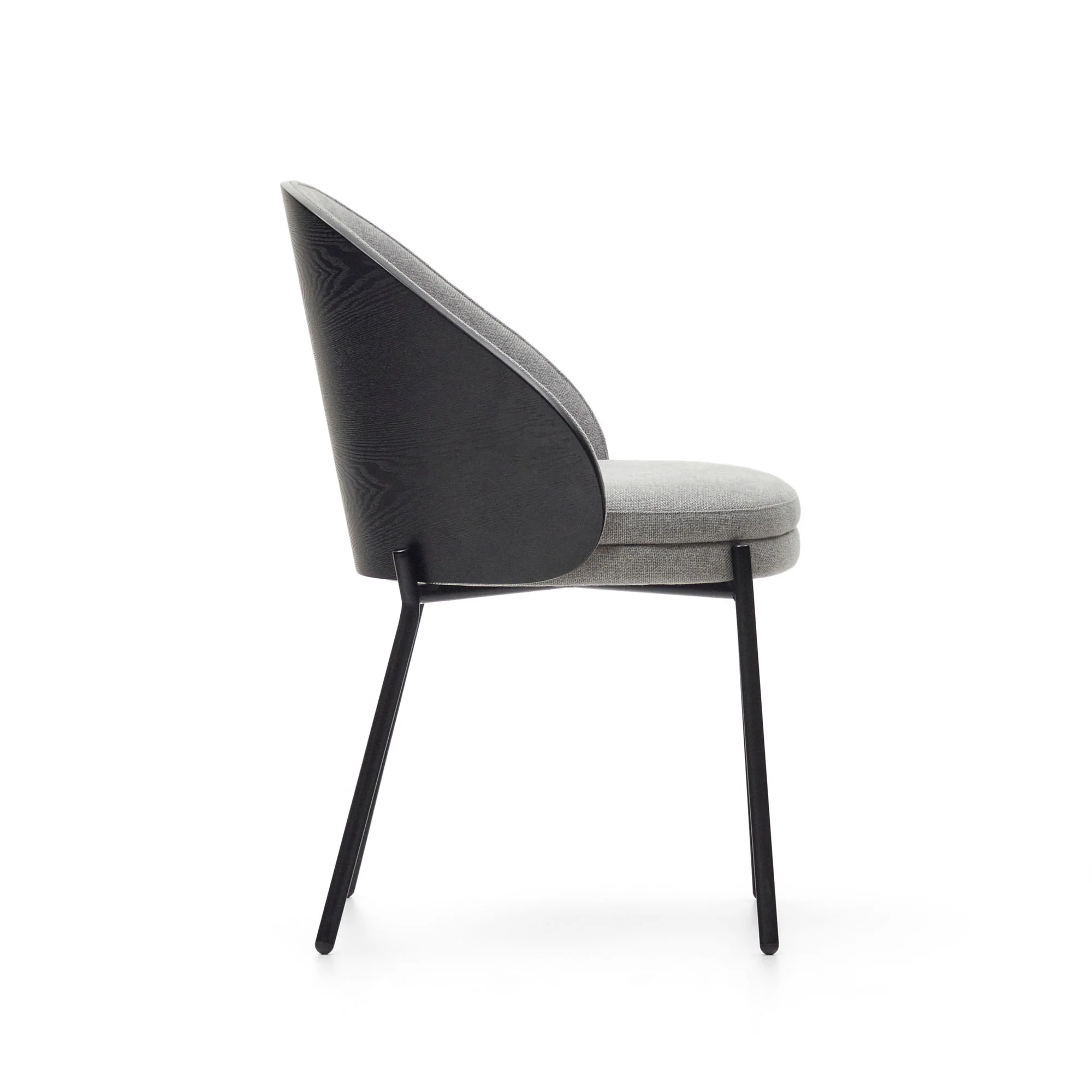 Eamy Stuhl hellgrau Eschenfurnier mit schwarzem Finish und Metall in Schwarz - Image 5