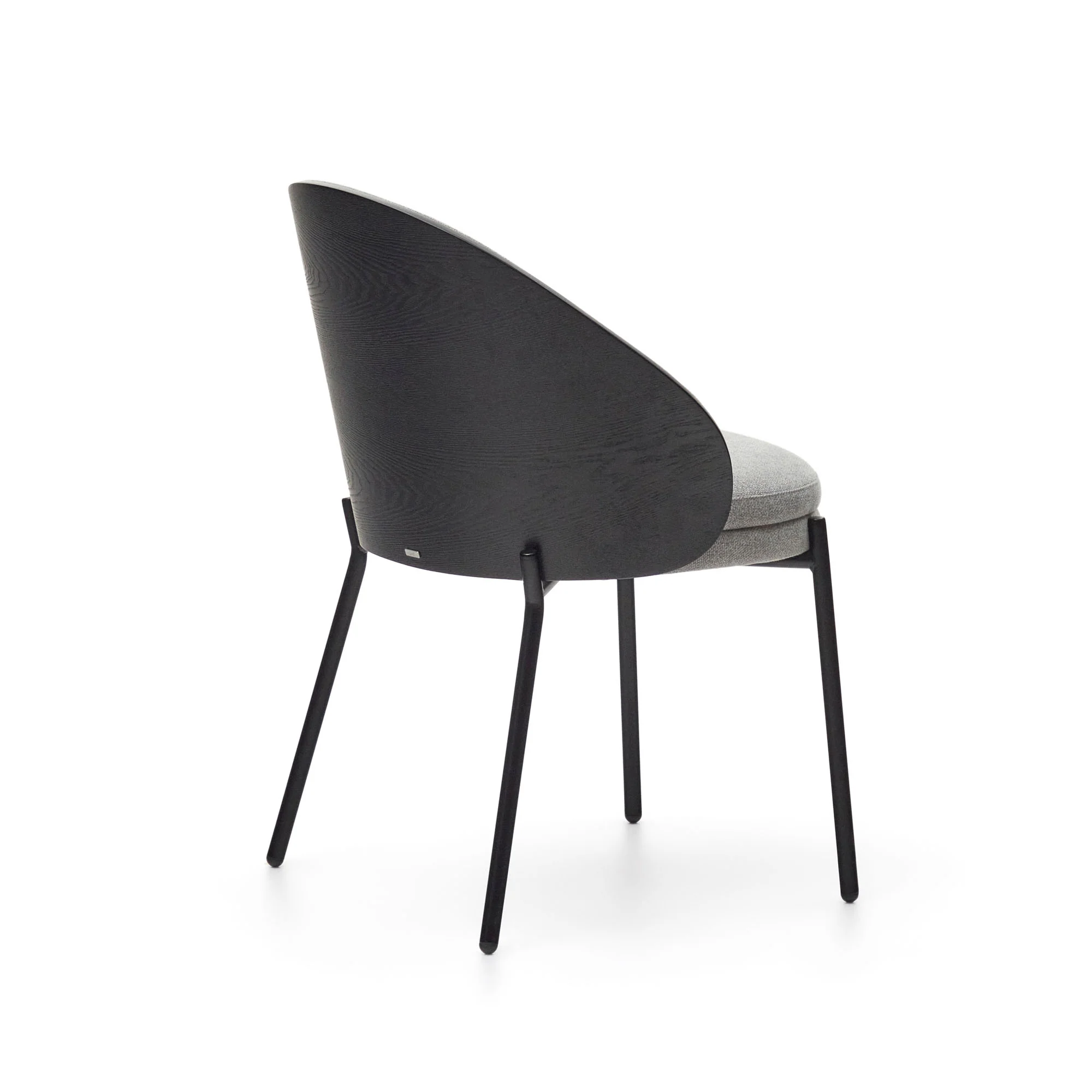Eamy Stuhl hellgrau Eschenfurnier mit schwarzem Finish und Metall in Schwarz - Image 6